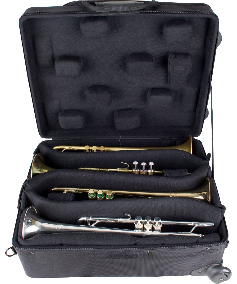 Protec Tec iPac IP301QWL 4-Trumpet Wheeled Case - Durable Black PRO PAC Storage for Musicians | Perfect for Travel, Gigs & Band Performances