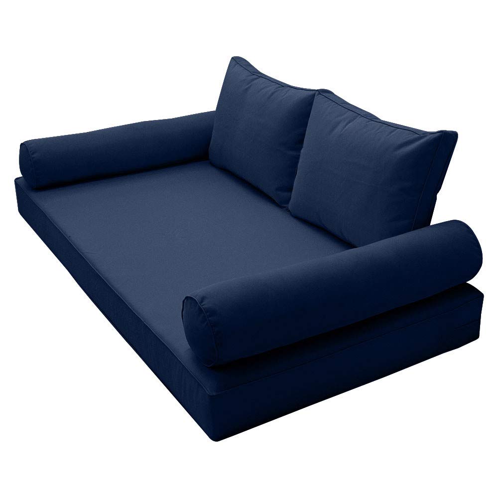Prolinemax Outdoor Style 1 Twin-XL Piped Trim Daybed Mattress Bolster Pillow Fitted Cover - Waterproof & Breathable - Perfect for Patio, Sunroom, and Outdoor Furniture Protection