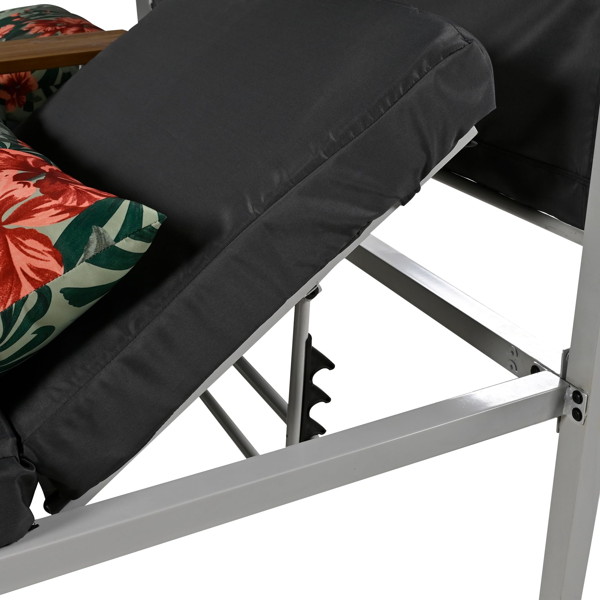 Merax Outdoor Patio Daybed with Canopy - 2-Person Adjustable Sun Lounger with Soft Cushions & Throw Pillows, Grey - Perfect for Poolside, Garden, or Backyard Relaxation