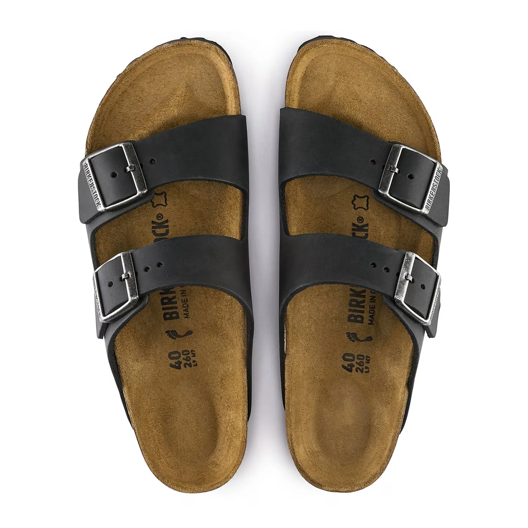 Birkenstock Arizona Oiled Leather Sandals for Women & Men - Comfortable Black Slide Sandals for Walking, Travel & Summer Outfits