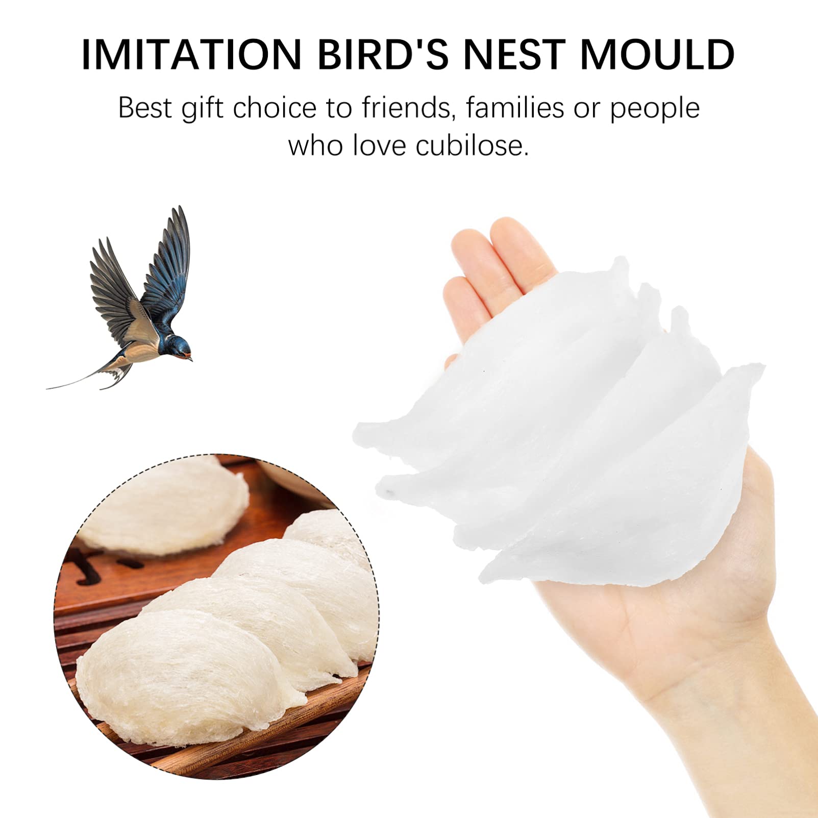4pcs Realistic Bird's Nest Silicone Molds for DIY Crafts - 9.4CM White Cubilose Shape Molds | Perfect for Cake Decorating, Soap Making & Resin Art Projects