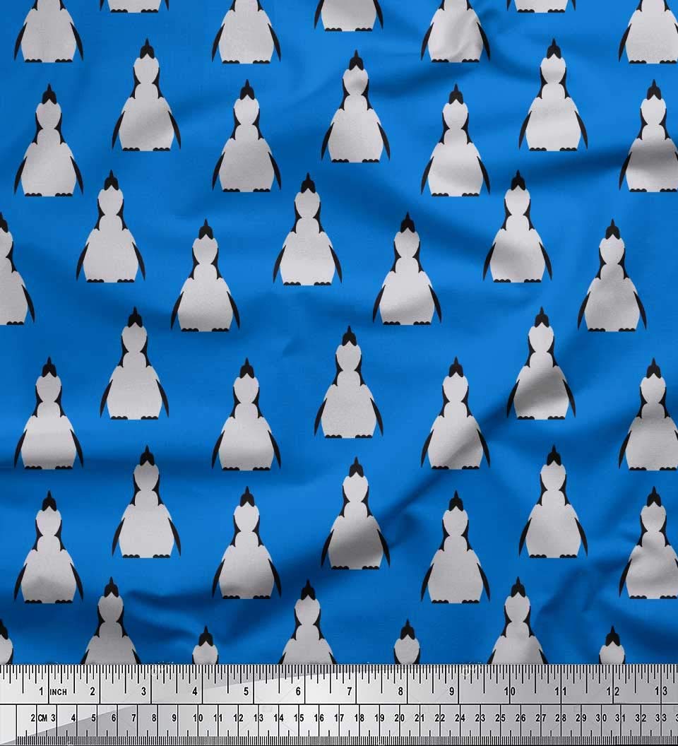 Soimoi Moss Georgette Brown Fabric by The Yard - 42 Inch Wide Printed Fabric with Adorable Penguin Ocean Patterns for Dresses, Scarves & DIY Projects