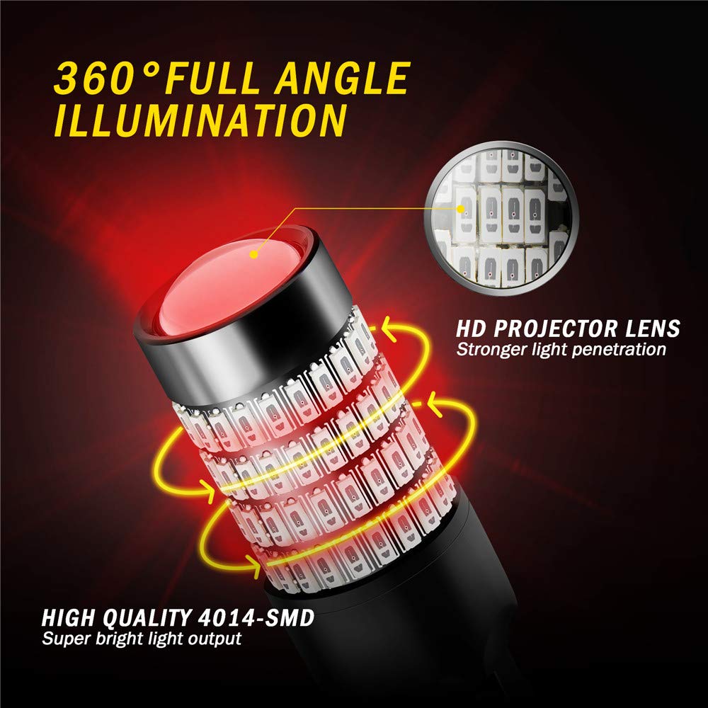 ANTLINE Super Bright 7443 LED Bulbs - 102-SMD 4014 Chips, T20 992 W21W Compatible with 7440 7441 7443 7444 for Brake Tail Lights, Turn Signals & Parking Lights - Brilliant Red (Pack of 2) - Perfect for Cars, Trucks & Motorcycles
