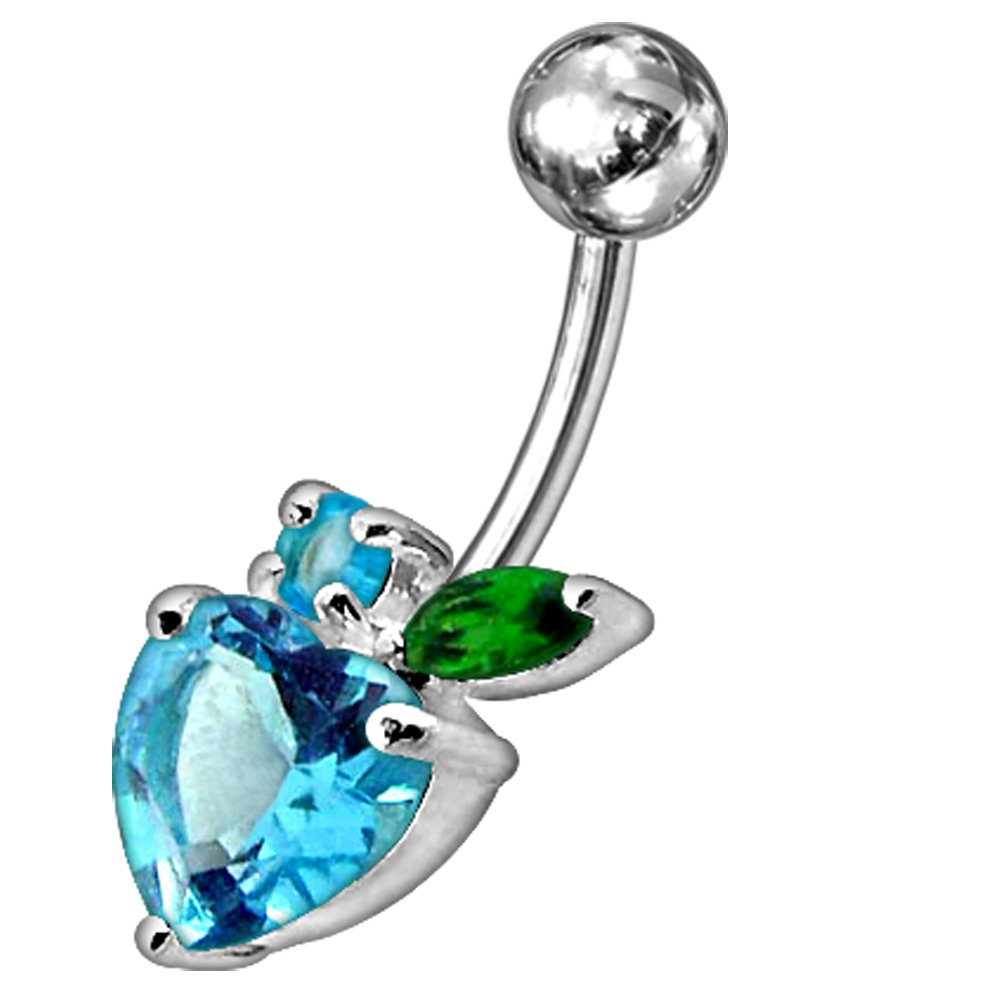 CZ Stone Apple Design 925 Sterling Silver Belly Button Ring - Hypoallergenic Navel Piercing Jewelry for Women - Perfect for Parties, Beach & Everyday Wear