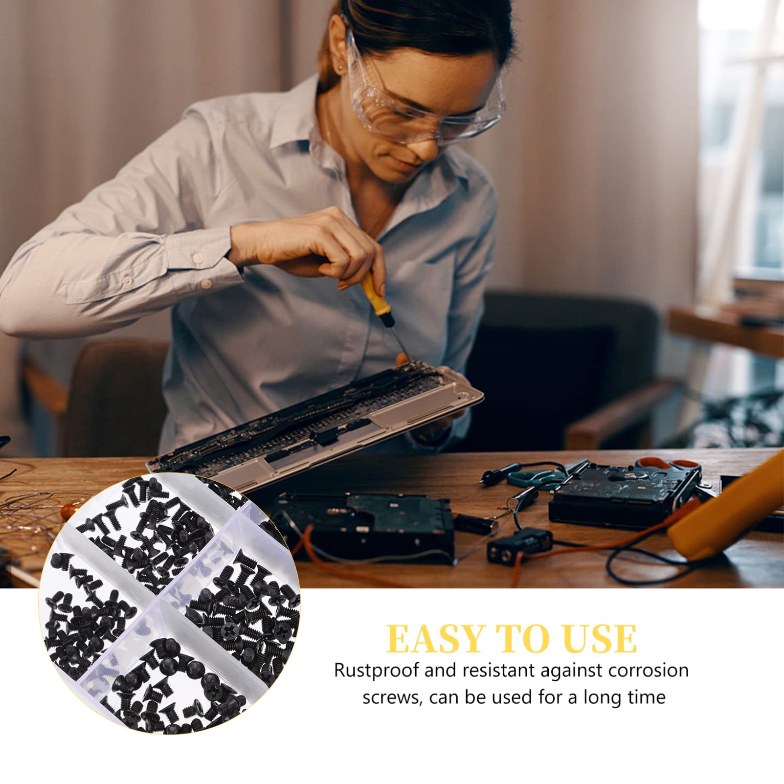 ULTECHNOVO 3 Sets Computer Repair Screws Kit - Laptop Accessories, Drilling Screws, Flat Head Bolts, Wood Screws, Cross Carbon Steel Grade 4.8 - Ideal for Laptop Maintenance and DIY Projects