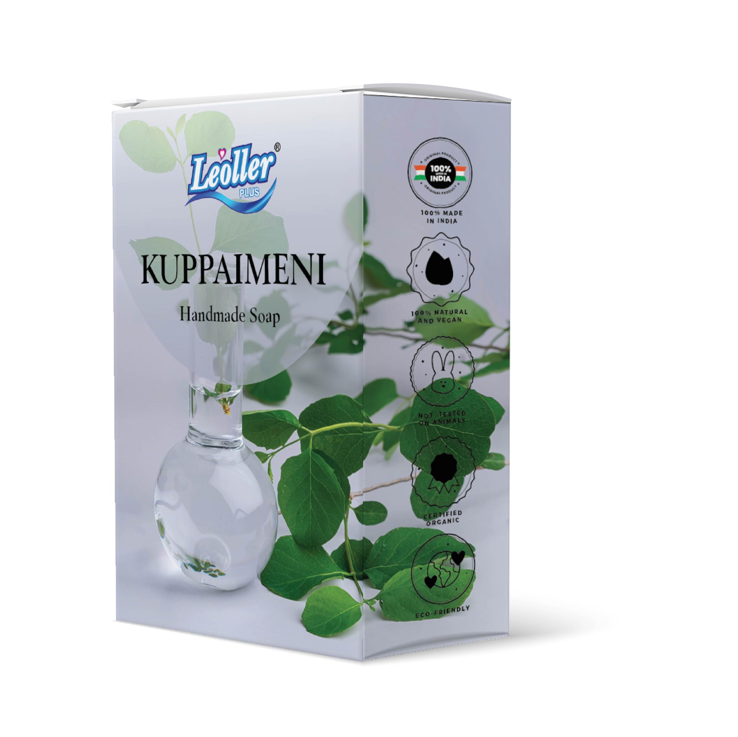 Leoller 100% Natural Handmade Kuppameni Soap - 4 Pack (100g Each) | Organic, Chemical-Free, Vegan Skincare for Face & Body | Perfect for Sensitive Skin, Daily Cleansing & Gift Sets
