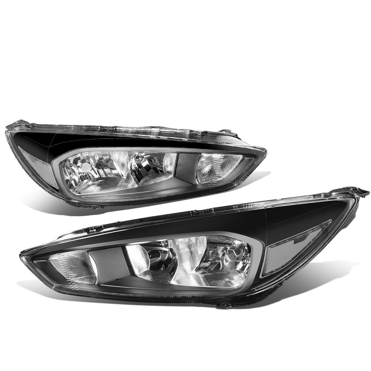 Black Housing Clear Corner Headlight Assembly Lamps for Ford Focus 3rd Gen (2015-2018) - Replacement Headlights for Improved Night Visibility & Style Upgrade