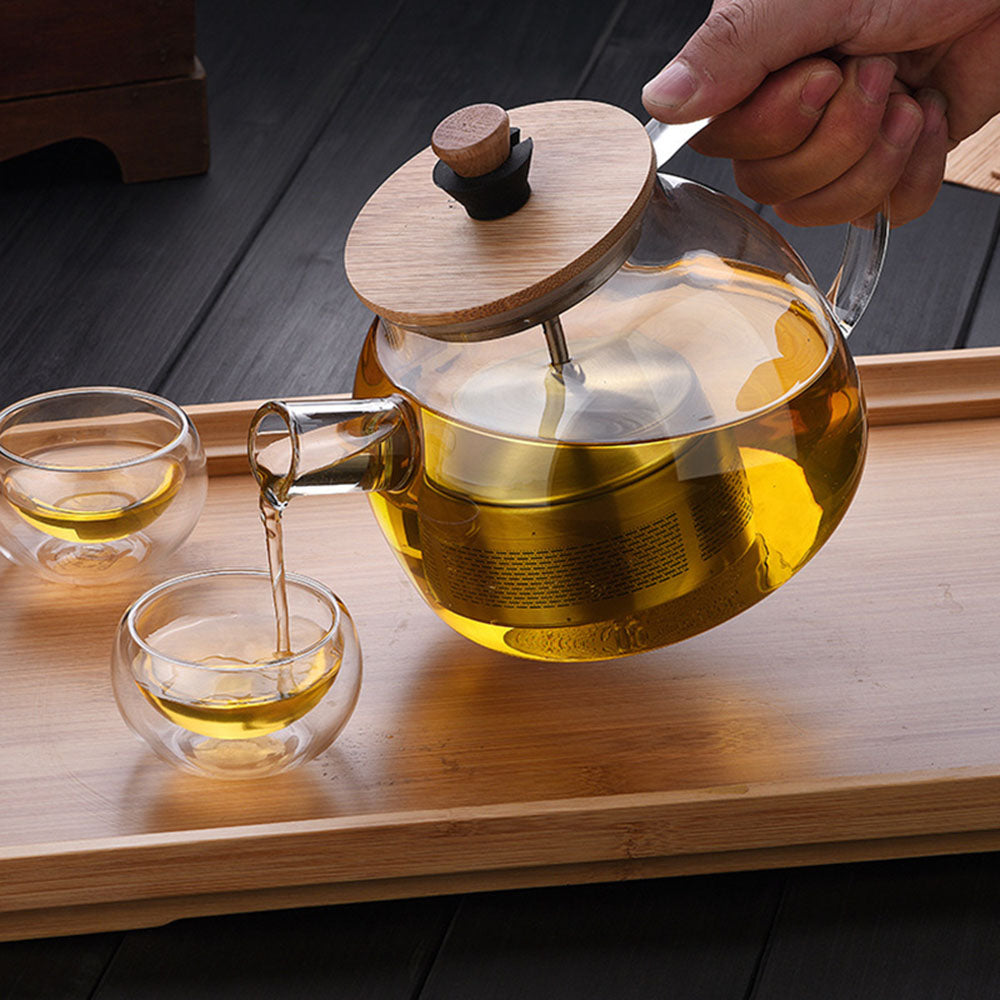 Premium Stainless Steel Loose Leaf Tea Infuser with Glass Teapot - Perfect for Home, Office & Tea Ceremonies | Herbal, Green & Black Tea Brewing Set