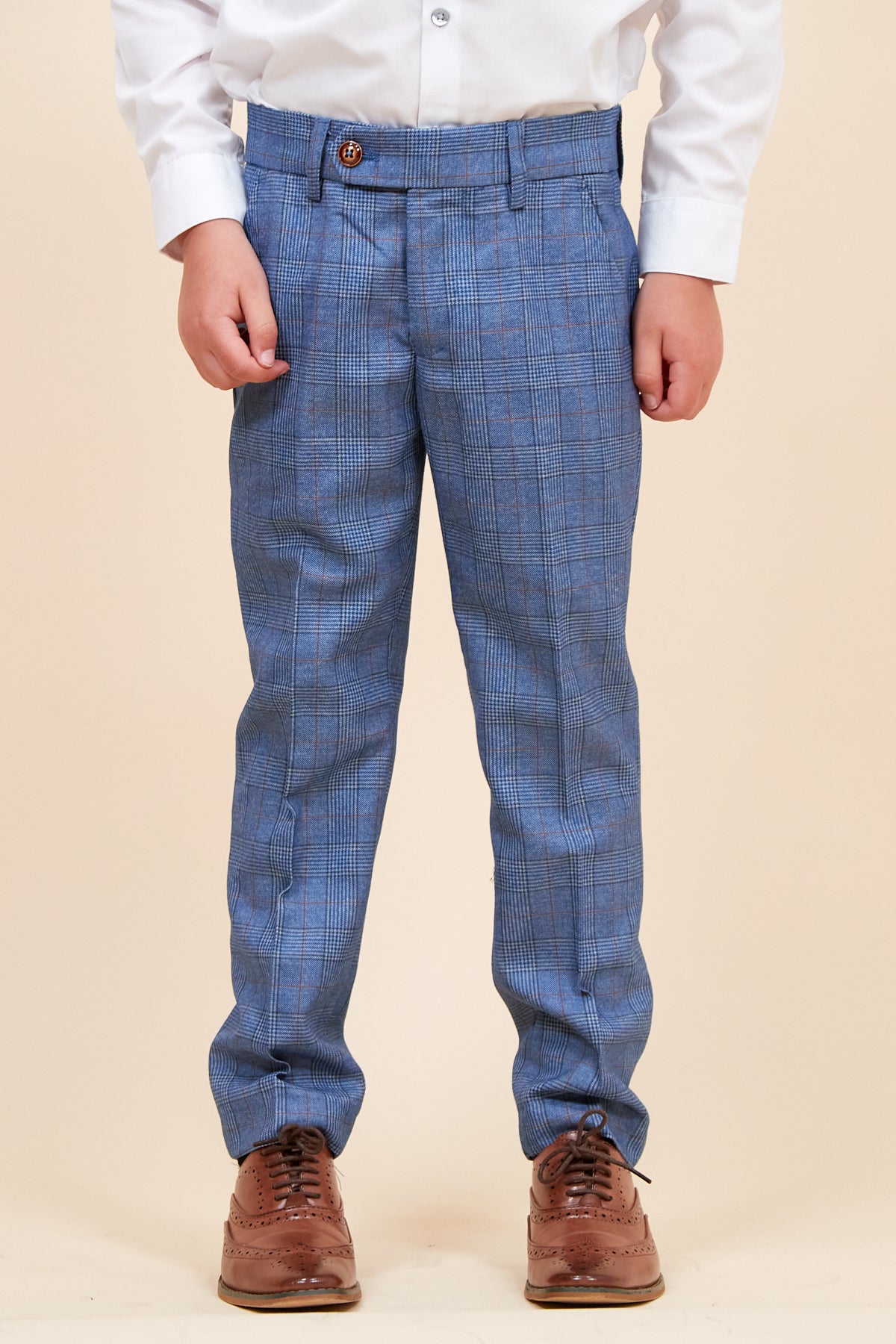 GEORGE Kids' Light Blue Checkered 3-Piece Suit Set - Formal Wear for Boys, Special Occasions & Family Photos