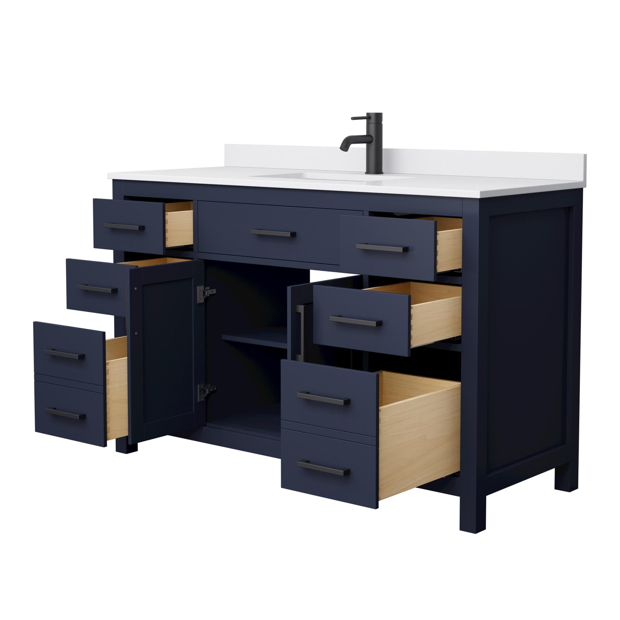 Wyndham Collection WCG242454SBBWCUNSMXX Beckett Vanity Set - Dark Blue Bathroom Vanity with Sink & Mirror for Modern Home Decor | Perfect for Master Bath, Guest Bath & Powder Room Makeovers