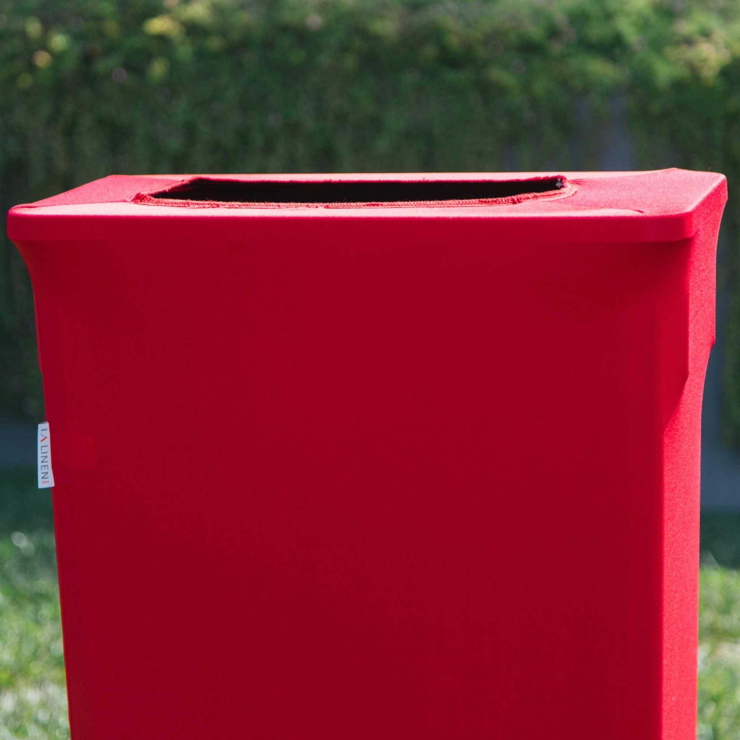 Stretch Spandex Fitted Trash Can Cover for Slim Jim 23-Gallon - Elastic Waste Bin Container Cover for Indoor & Outdoor Use - Patio, Backyard, Kitchen Decor in Red - Perfect for Home, Garden, and Commercial Spaces