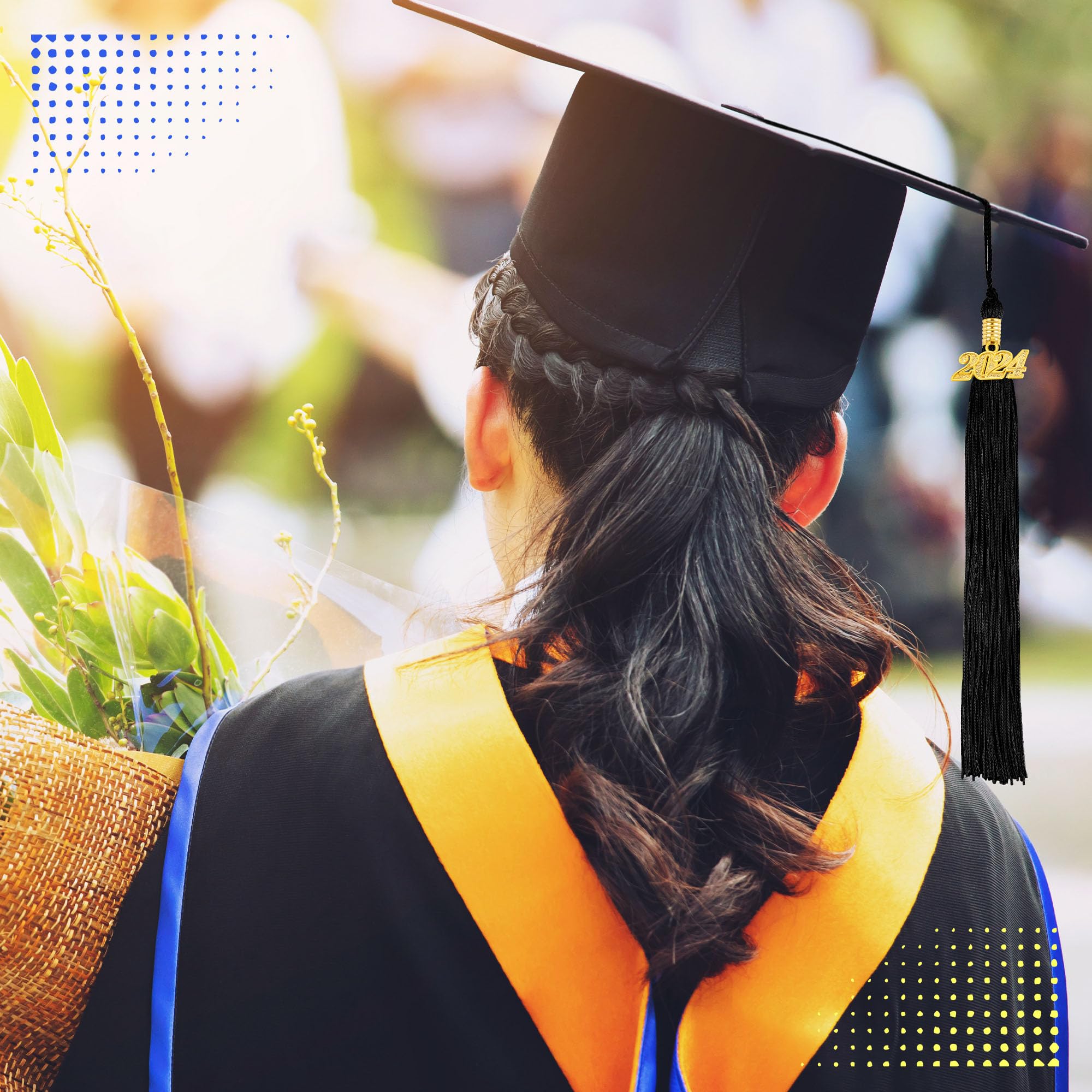 12-Piece 2024 Graduation Tassel Set - Classic Academic Cap Tassels for Graduation Ceremonies, Parties & Decorations (Black) | Perfect for High School, College & University Graduation Gifts