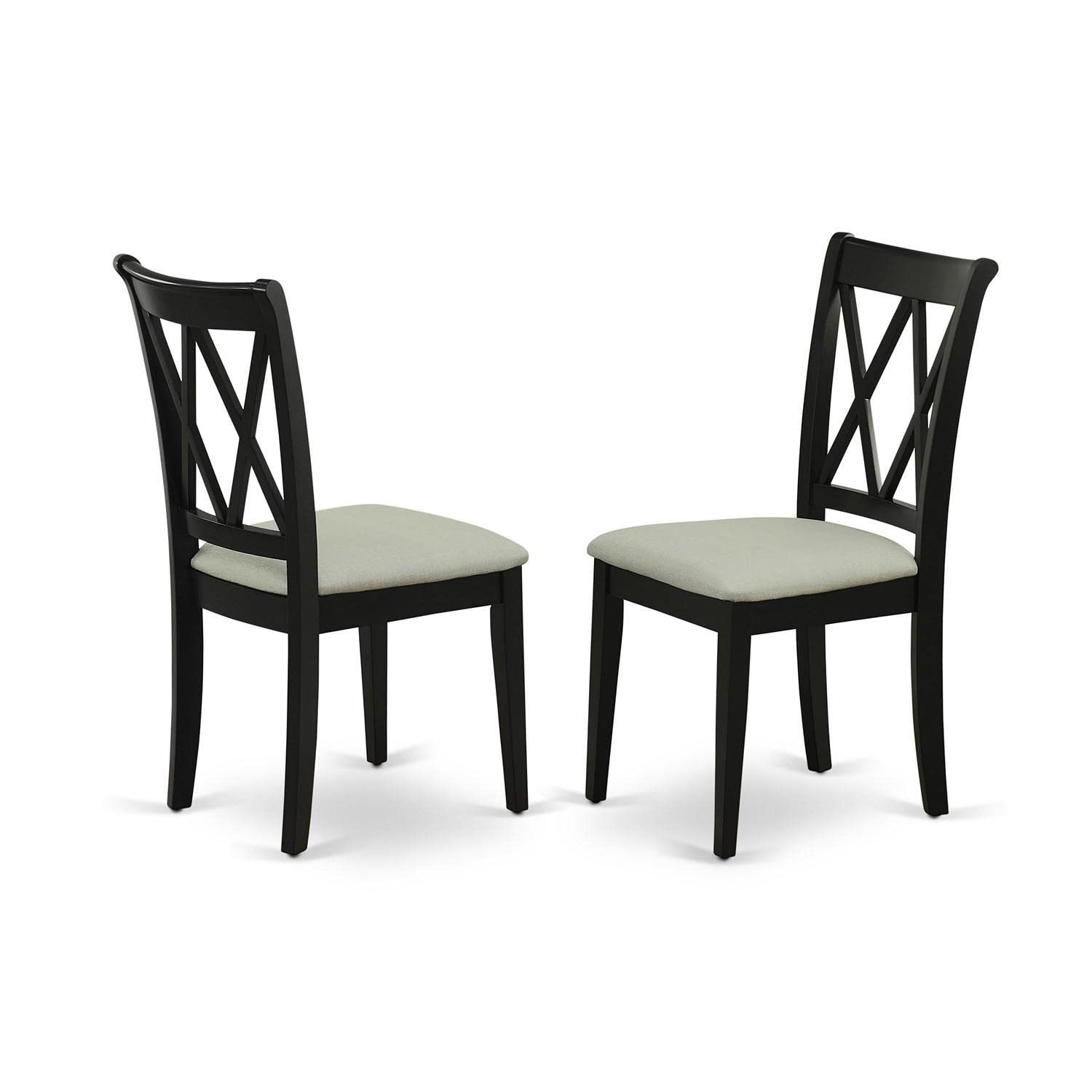 East West Furniture DLCL3-BLK-C 3-Piece Modern Dining Table Set with Round Wooden Drop-Leaf Table & 2 Linen Upholstered Chairs, 42x42 Inch, Black - Perfect for Small Spaces, Breakfast Nooks & Cozy Apartments
