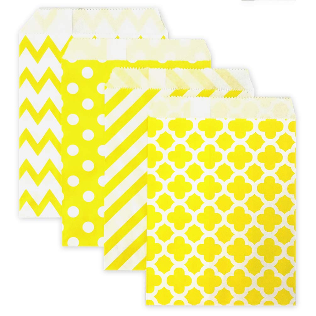KEYYOOMY 200 Pcs Yellow Polka Dot Candy Buffet Bags - 5x7 Inch Small Cookie & Treat Bags for Wedding, Birthday Party Favors - Perfect for Candy Buffets, Dessert Tables, and Party Decorations