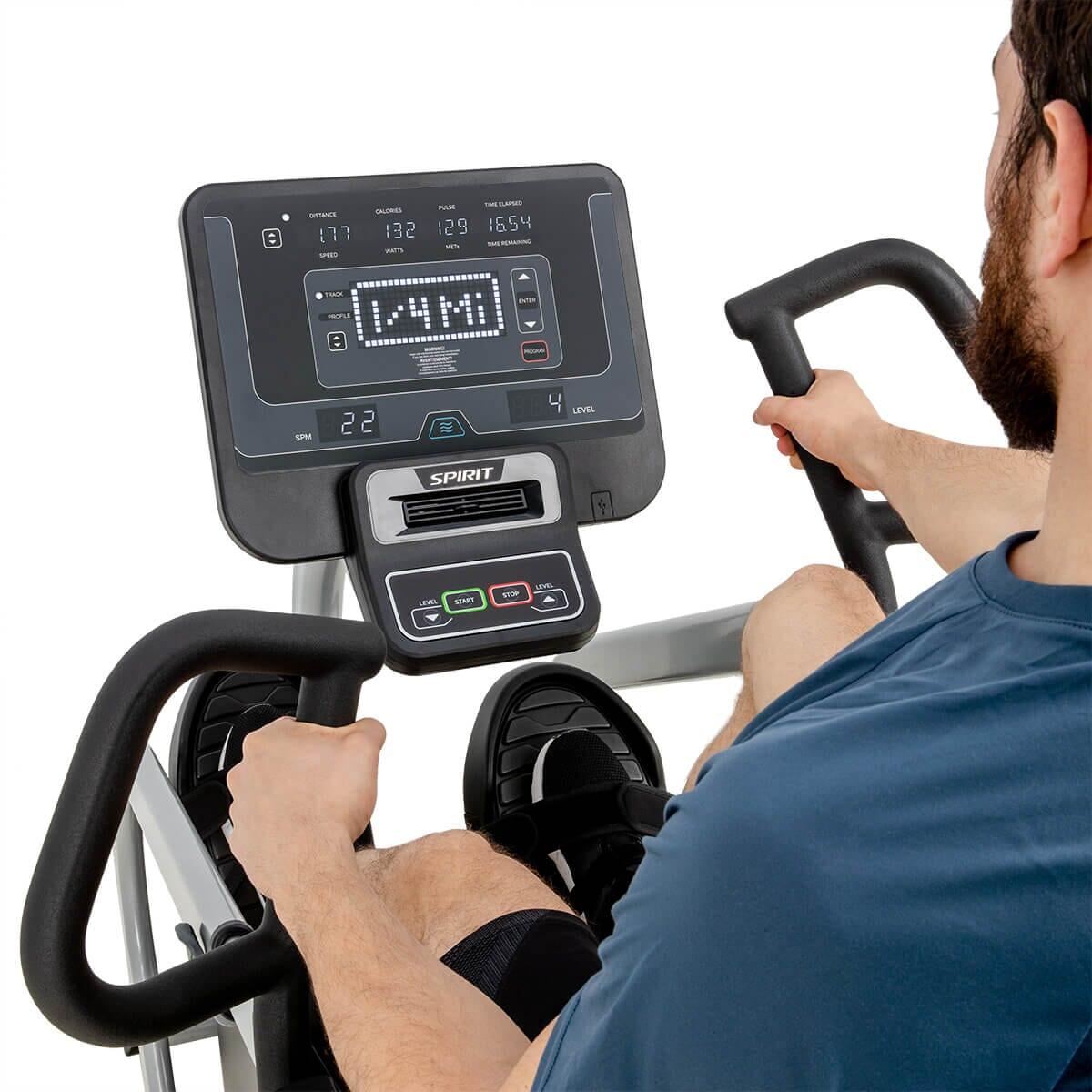 Spirit Fitness CRS800S Recumbent Stepper Exercise Bike - Low Impact Cardio Machine for Home Gym, Seniors & Physical Therapy - Compact Seated Workout Equipment for Small Spaces