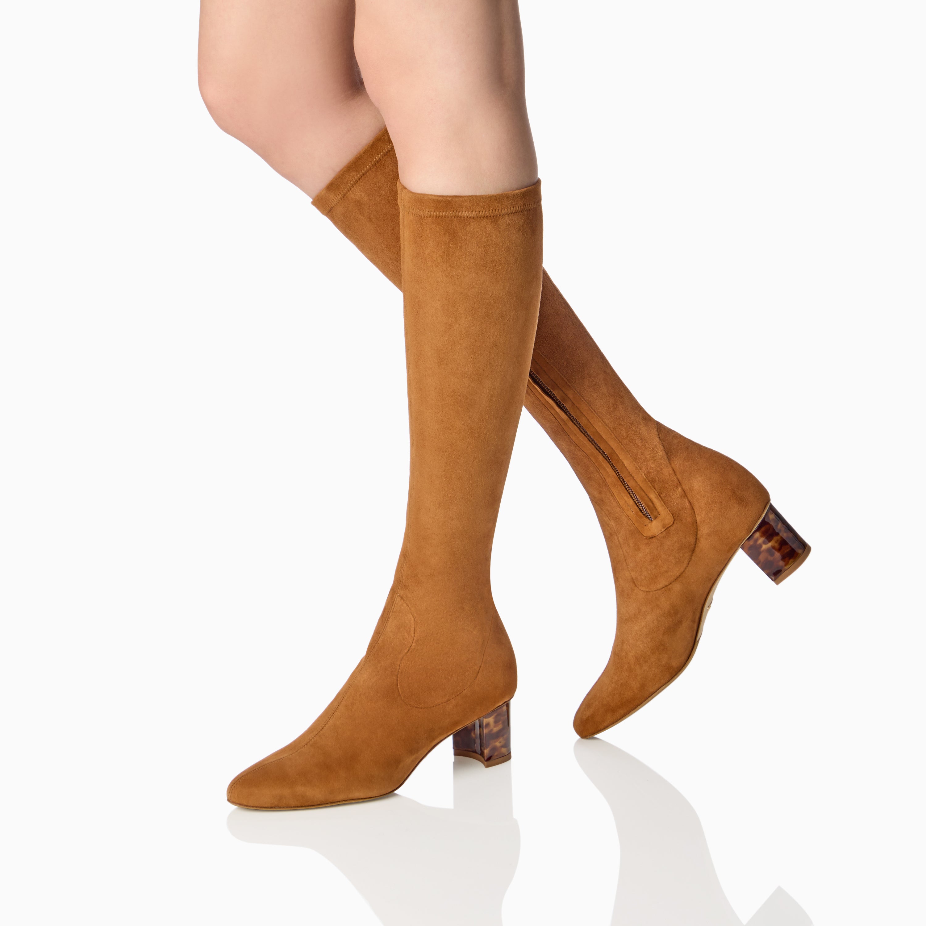 Alexandra 50 Cognac Stretch Suede Boots for Women - Comfortable & Stylish Ankle Boots for Fall & Winter Fashion - Perfect for Office, Casual Outfits, and Date Nights