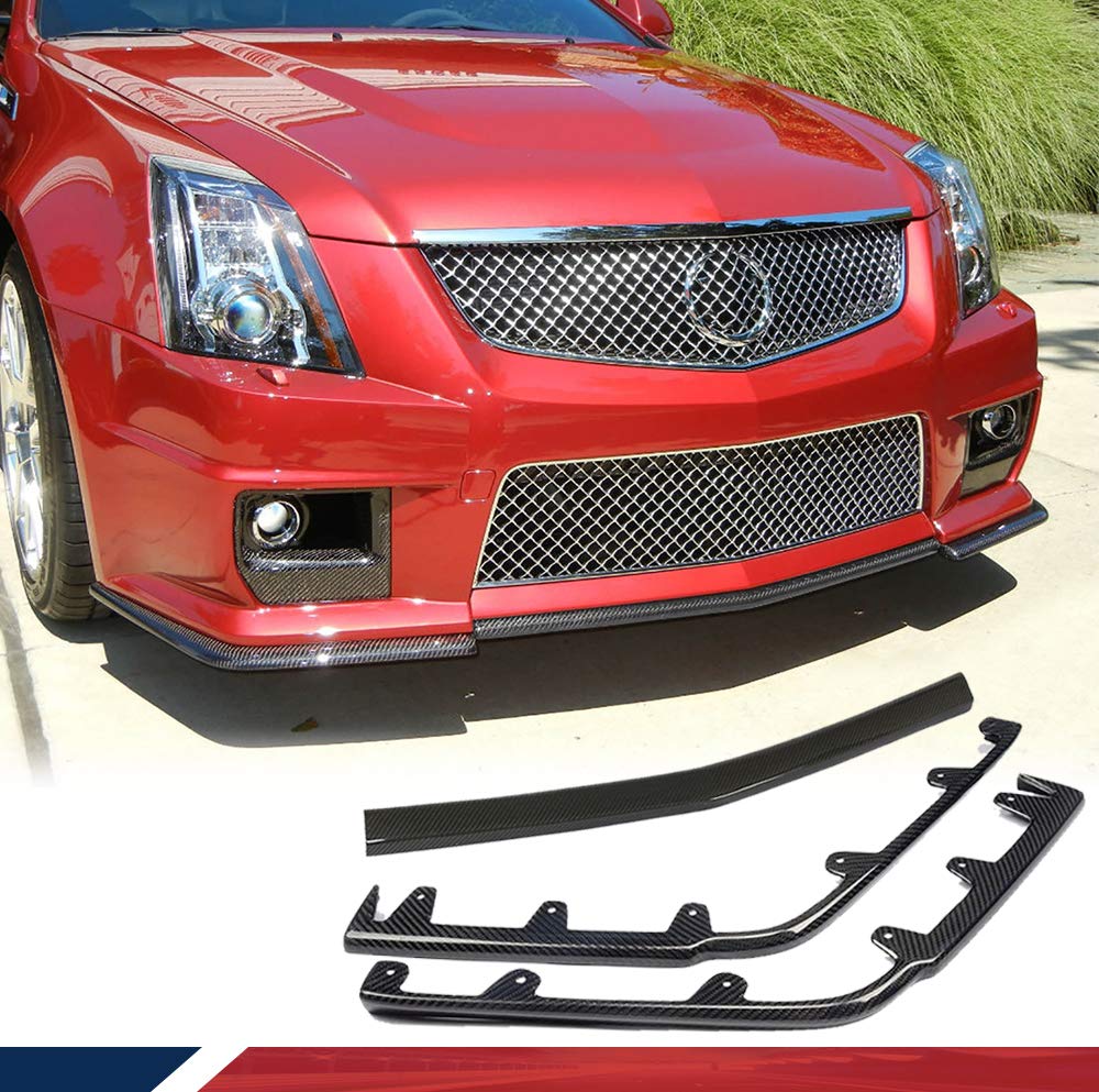Carbon Fiber Chin Spoiler & Bumper Splitter for Cadillac CTS-V Coupe 2009-2015 | Front Bumper Lip Spoiler Body Kit | Enhances Aerodynamics & Sporty Look | Perfect for Car Shows & Performance Upgrades