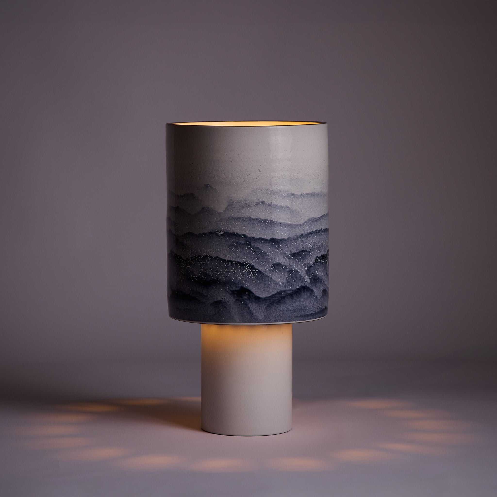 Stack Tall Table Lamp in Midnight & Opaque White - Modern Watercolor Design for Bedroom, Living Room & Office Decor