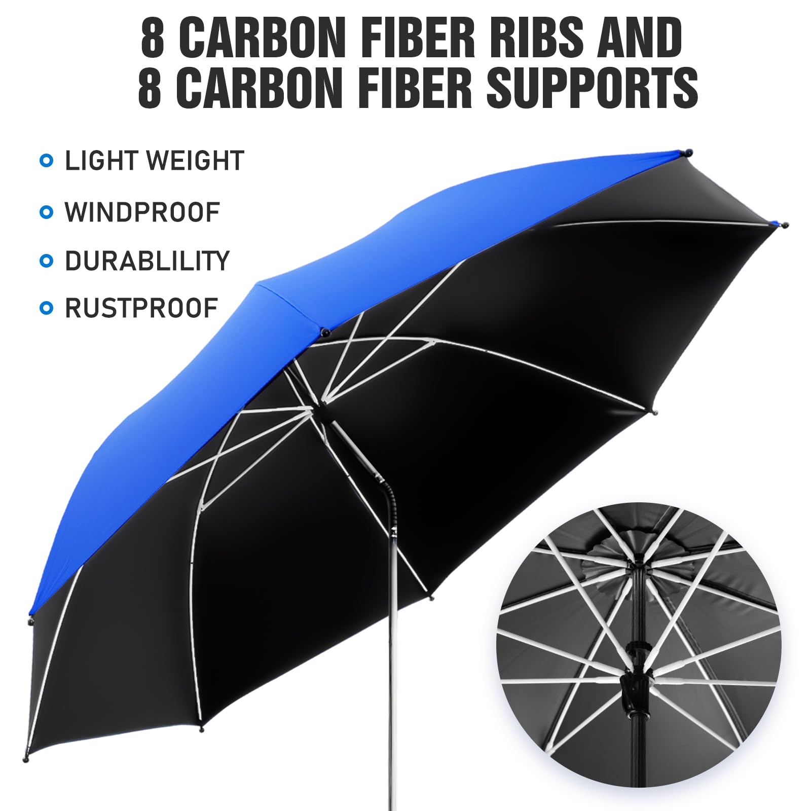 2 Pack Adjustable 360° Clamp-On Chair Umbrella with UPF50+ Sun Protection - Perfect for Beach, Patio, Wheelchair, Camping & Golf Cart Use (Chairs Not Included)