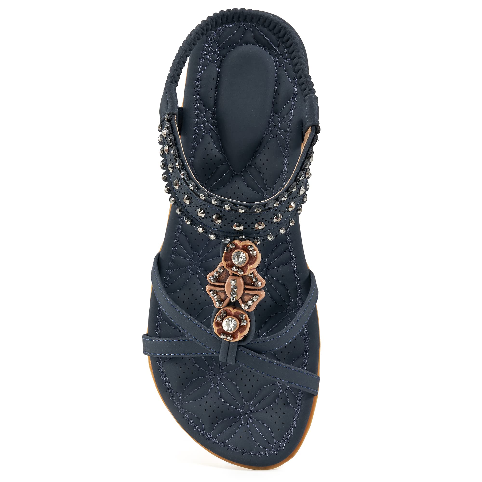Alicegana Women's Comfortable Non-Slip Sandals - Bohemian Jeweled Flats for Walking, Beach & Summer Casual Wear - Perfect for Vacation, Dressy Outfits & Everyday Comfort