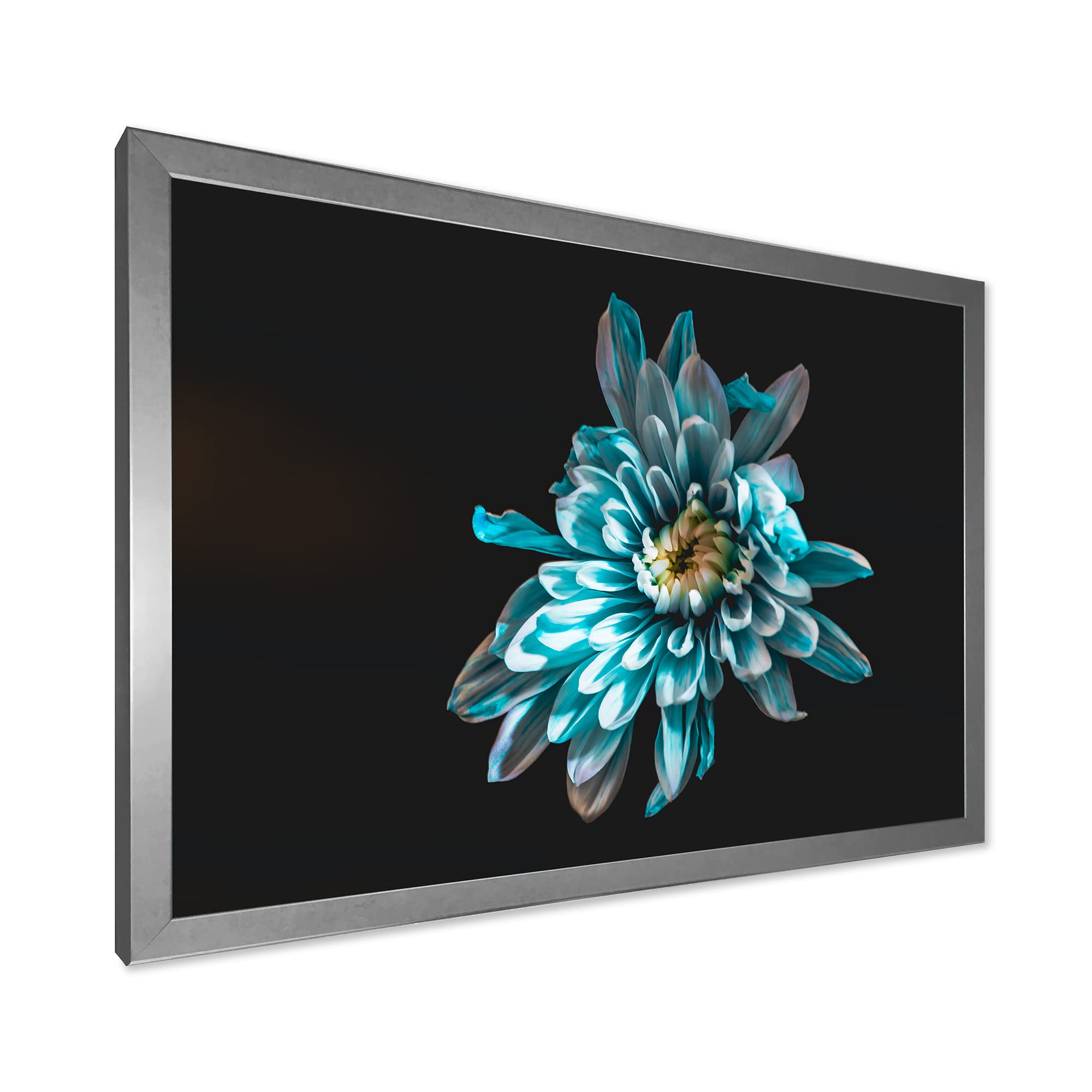 DesignQ Blue and White Floral Traditional Framed Wall Art - Elegant Home Decor for Living Room, Bedroom & Office