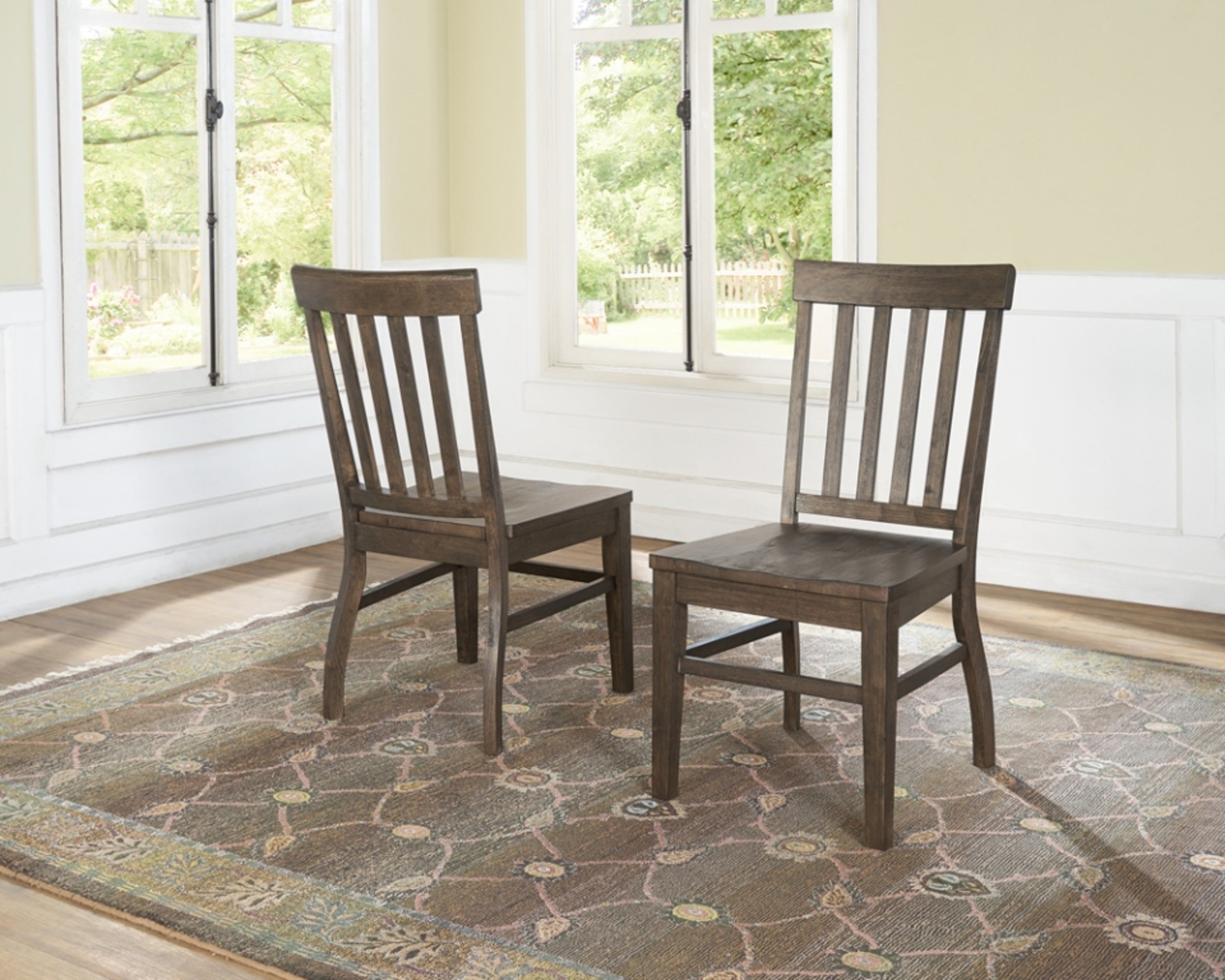 Dark Oak Side Chair Set of 2 - Solid Wood Farmhouse Dining Chairs with Distressed Finish & Comfortable Scooped Seat - Perfect for Kitchen, Dining Room, and Farmhouse Decor
