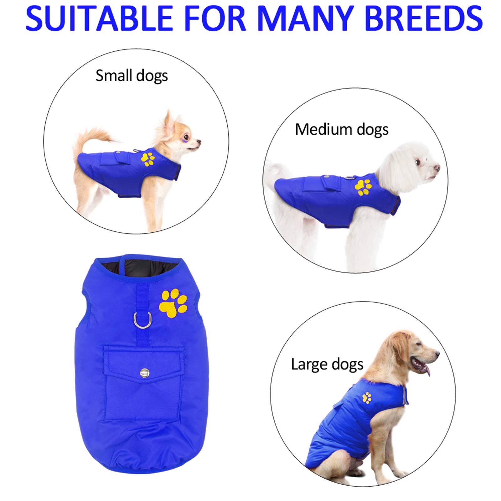 Waterproof & Reversible Reflective Dog Winter Coat - Warm Pet Jacket for Cold Weather, Small to Large Dogs (XS-4XL) with Pocket - Ideal for Outdoor Walks, Hiking & Winter Adventures