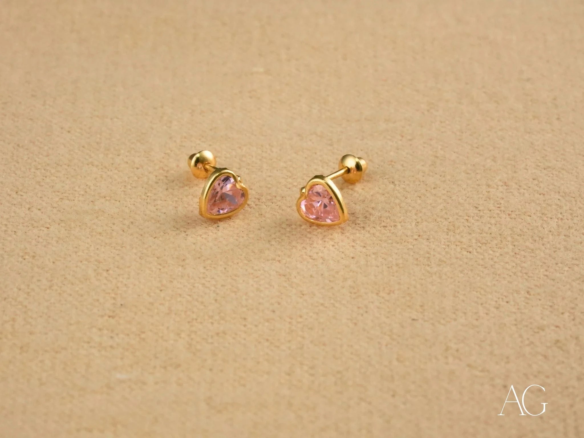 18k Gold Pink Cubic Zirconia Heart Earrings for Women - Elegant Valentine's Day Gift, Anniversary Present & Romantic Date Night Jewelry