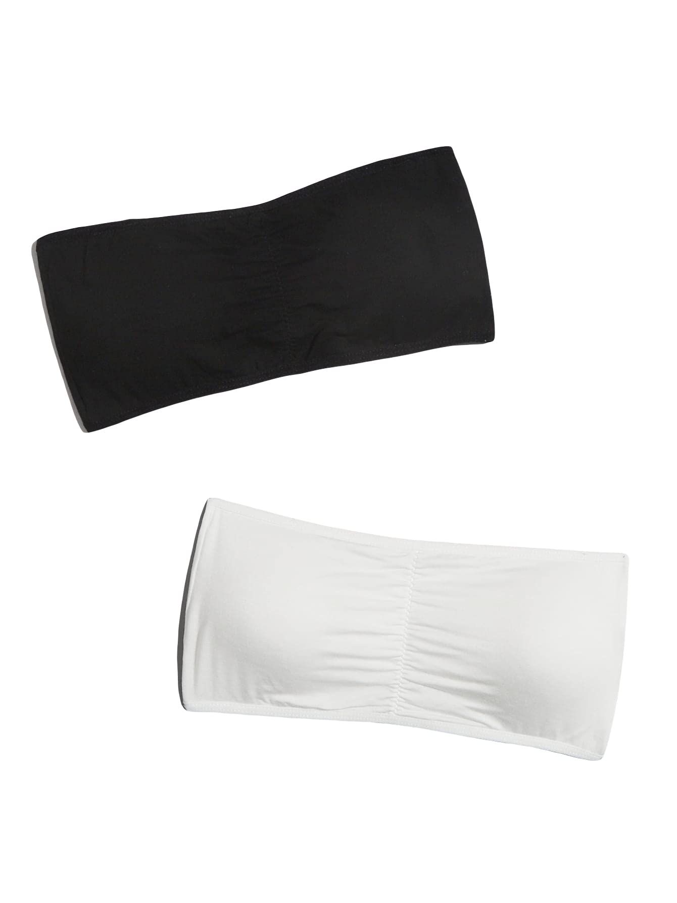 SOLY HUX Women's 2-Piece Bandeau Bra Set - Strapless Ruched Padded Wireless Bralette for Comfort & Support | Perfect for Summer Tops, Dresses & Active Wear