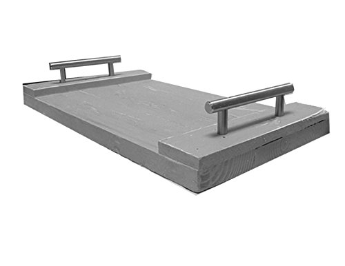 16x12 Inch Vintage Distressed Wooden Serving Tray with Brushed Nickel Handles - Rustic Ottoman Cottage Style Decorative Display Tray - Perfect for Coffee Table Decor, Breakfast in Bed, or Entertaining Guests