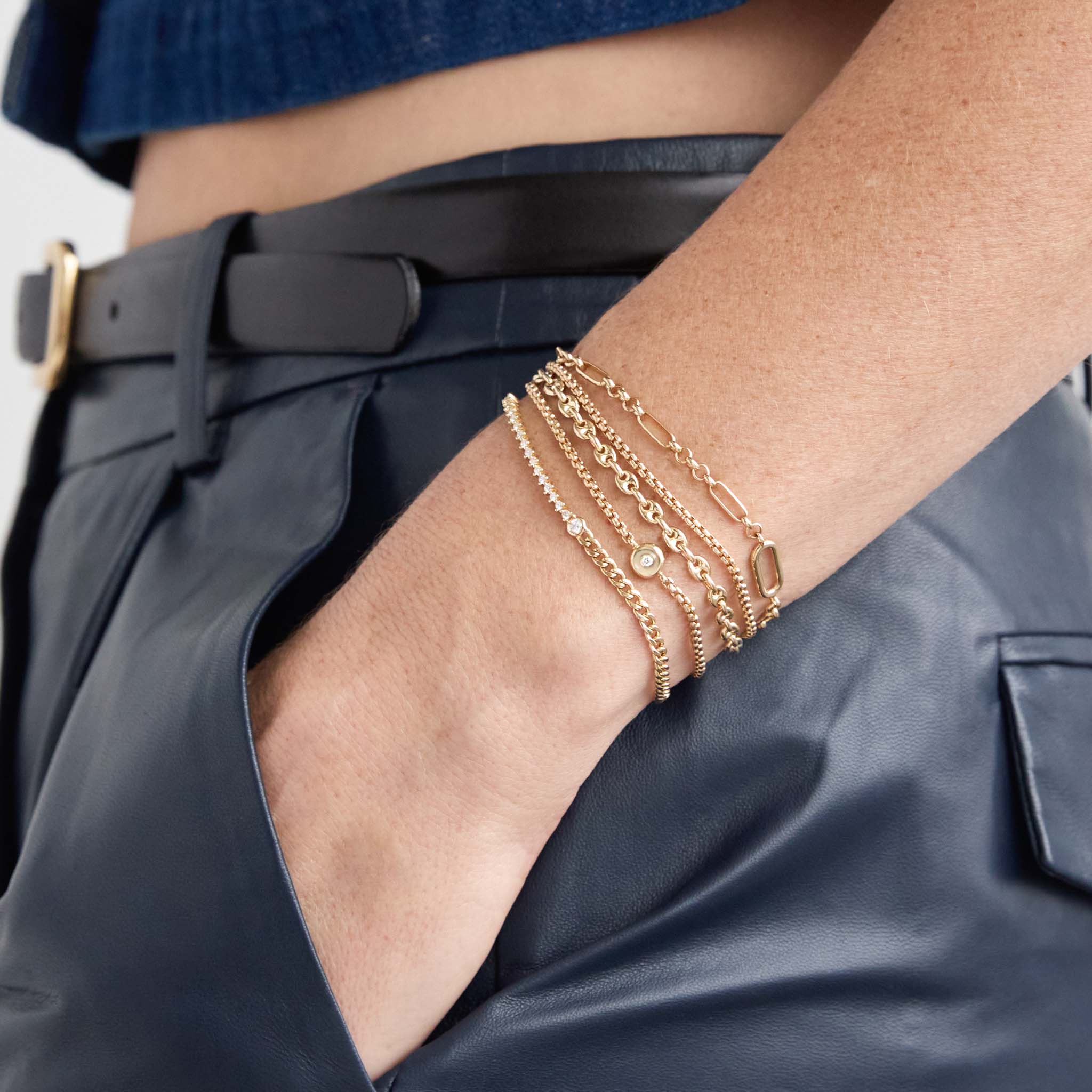 14K Gold Diamond Nugget Box Chain Bracelet for Women - Elegant Stackable Jewelry for Everyday Wear & Special Occasions