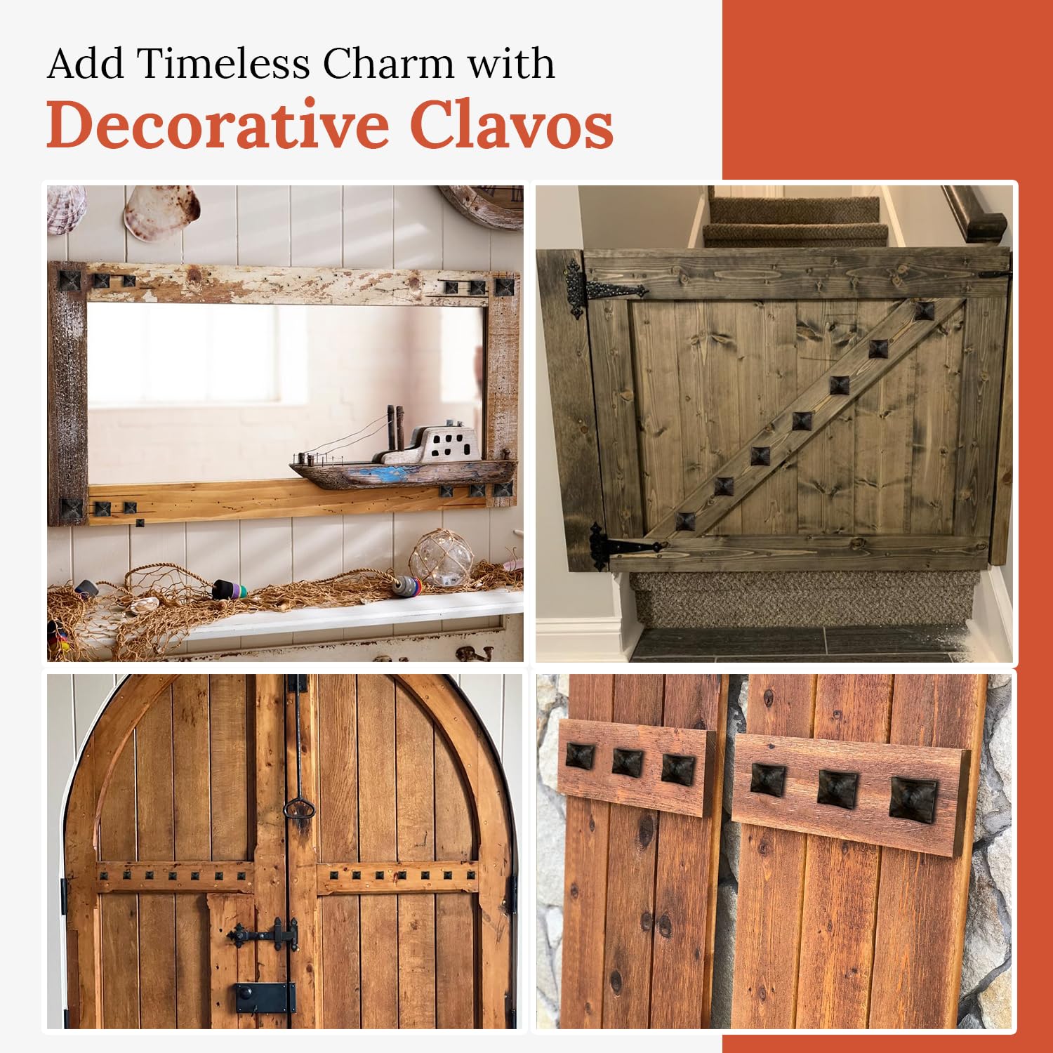 50 Pack 1.5 Inch Large Square Clavos Decorative Nails - Oil Rubbed Bronze Finish - Rustic Square Head Fasteners for Farmhouse Decor, Barn Doors, Wood Beams, Shutters & Gates - Perfect for DIY Home Improvement and Rustic Interior Design Projects