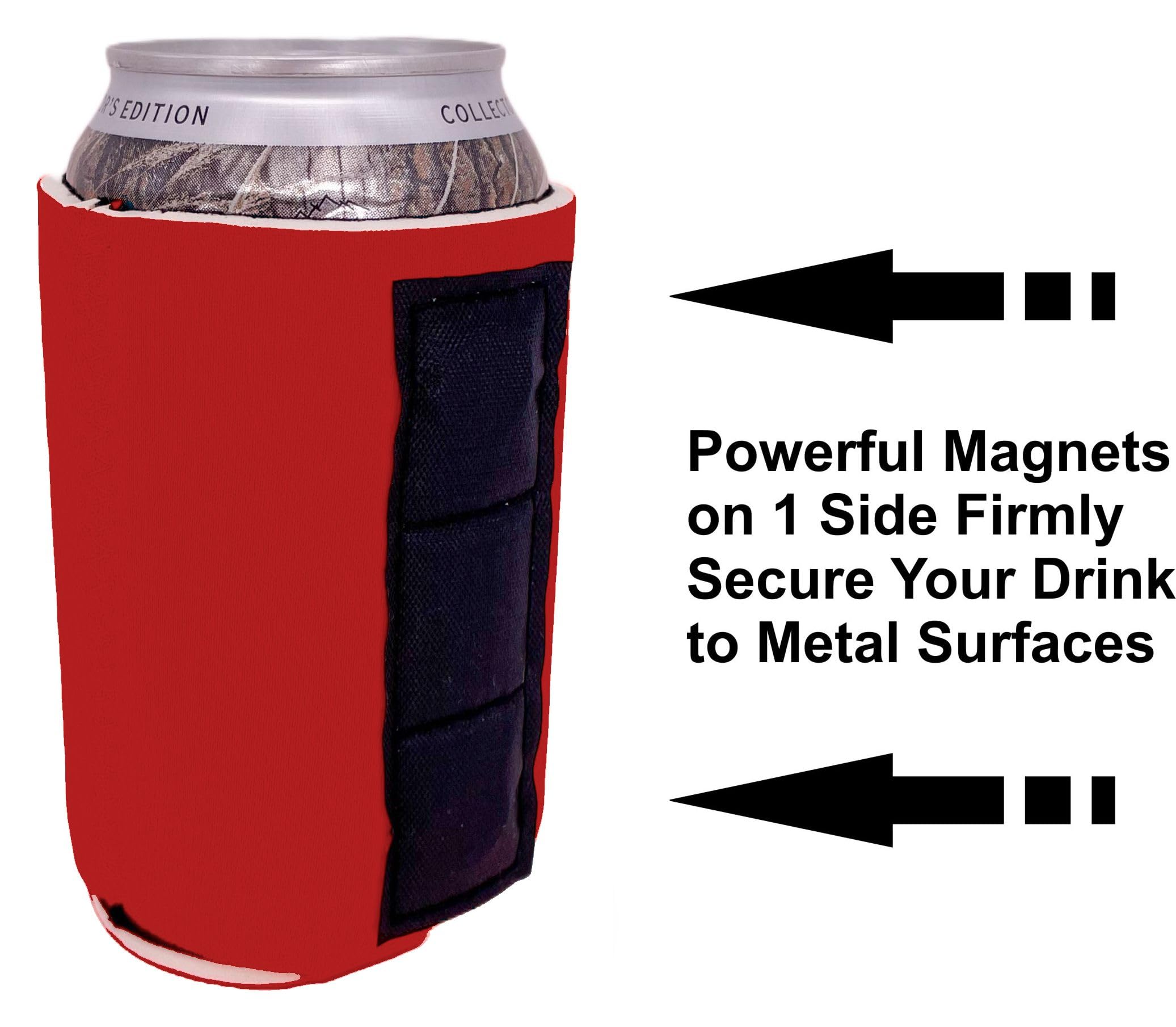 6 Pack Red Blank Magnetic Can Coolers - Insulated Beer Soda Can Holders for Outdoor BBQ, Camping & Parties (Set of 6)