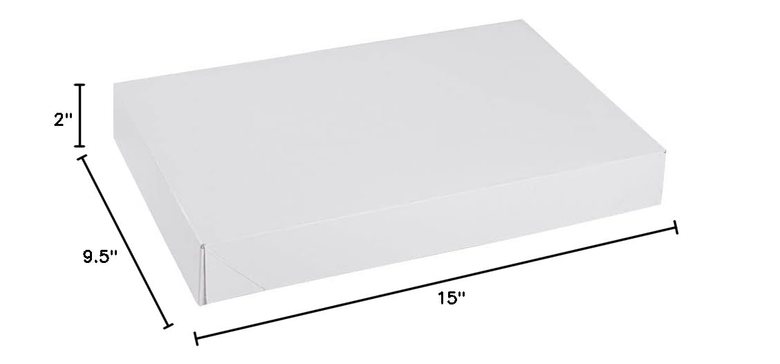 White Apparel Boxes 15x9.5x2 Inches - Bulk Pack of 100 Shipping Boxes for Clothing, T-Shirts & Retail Packaging - Perfect for Ecommerce, Boutique Stores & Online Sellers