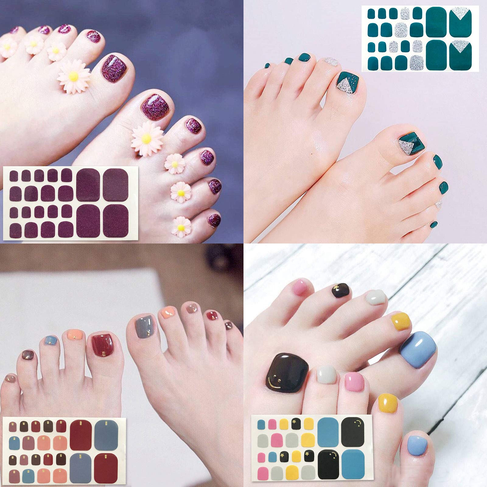 JERCLITY 20 Sheets Solid Color Self-Adhesive Nail Polish Strips - Full Nail Wraps for Women, Toe Nail Stickers with Nail File - Perfect for Nail Art, Home Manicures & Pedicures, Parties & Special Occasions