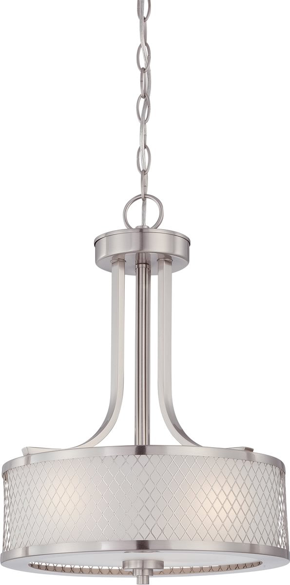 14W Fusion 3-Light Brushed Nickel Pendant Light Fixture - Modern Dining Room & Kitchen Island Lighting