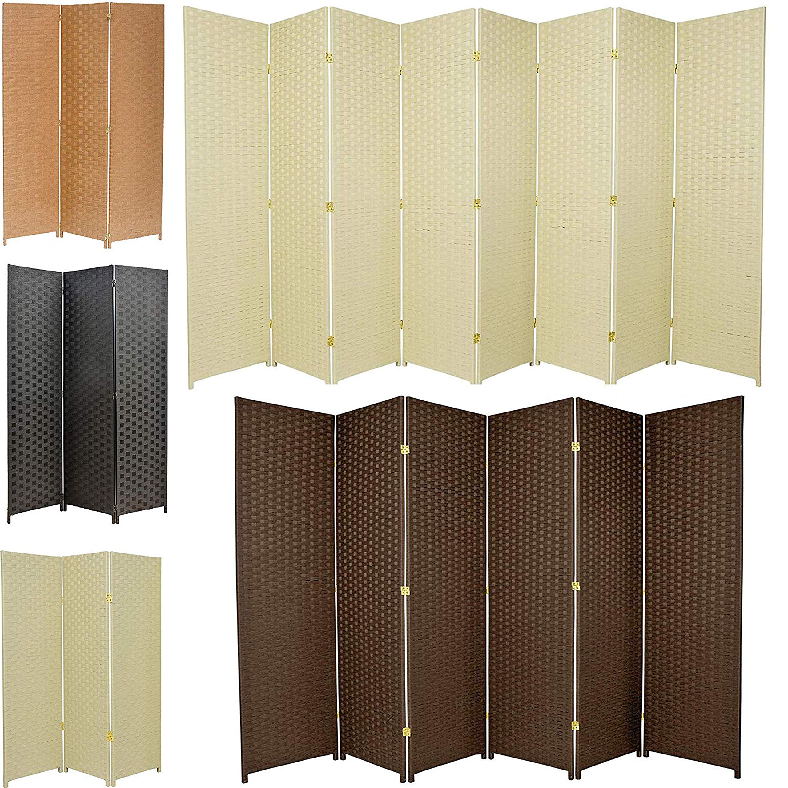 Bamboo Woven Room Divider - 3 Panel Privacy Partition Screen in Beige | Handmade Natural Decor for Living Room, Bedroom & Office Space