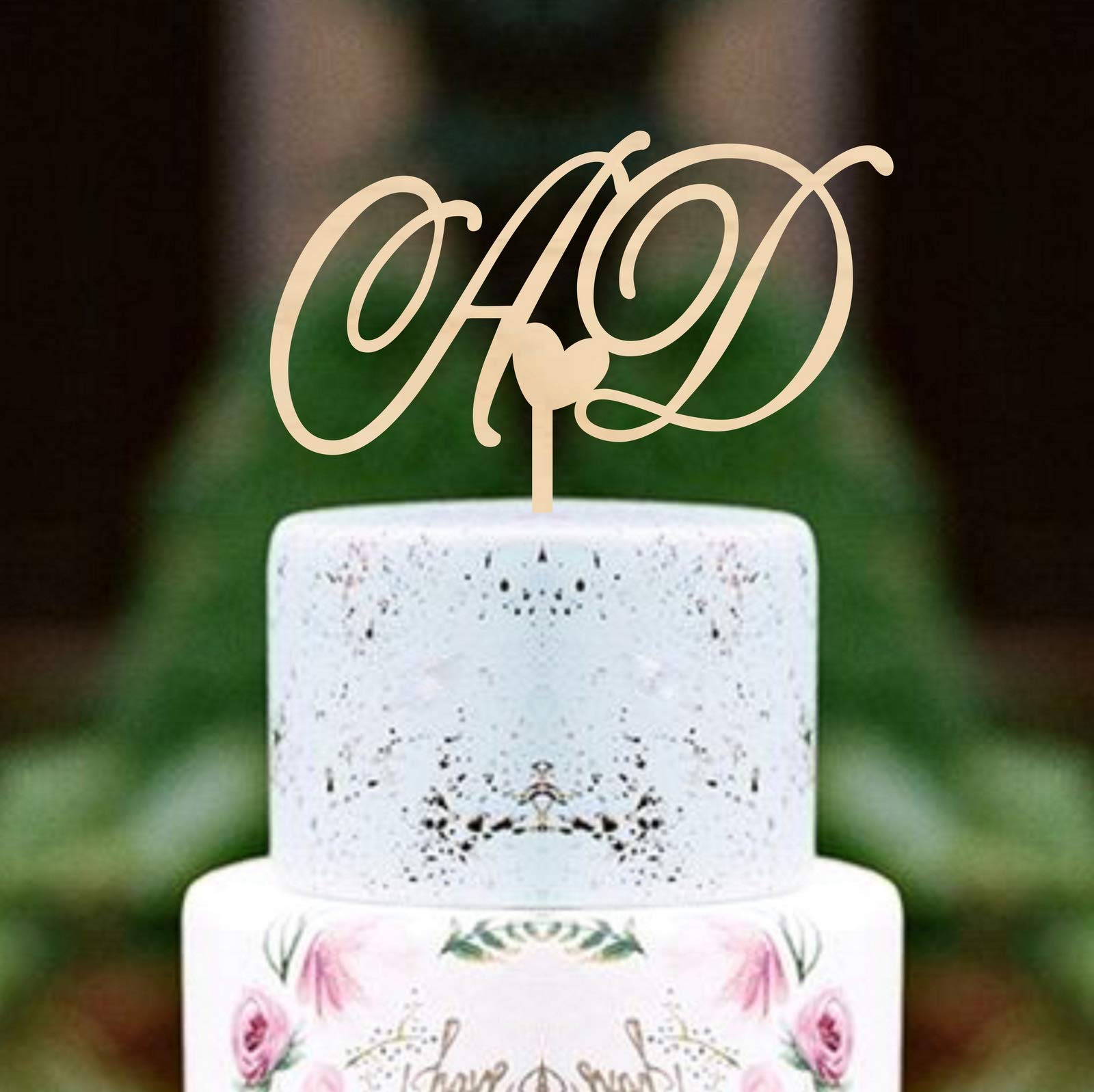 Custom Initials Wedding Cake Topper - Personalized Love Heart Cake Topper for Weddings, Anniversaries & Romantic Celebrations