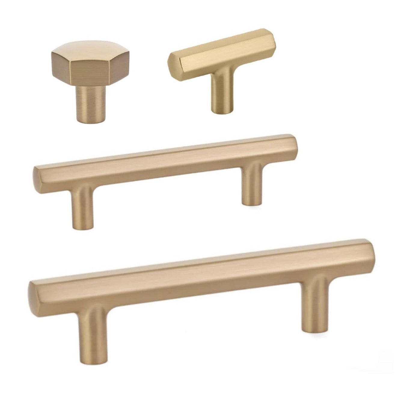Geometric Champagne Bronze Cabinet Knobs and Drawer Pulls - Modern Kitchen & Bathroom Hardware for Cabinets, Dressers, and Furniture (Set of 10)