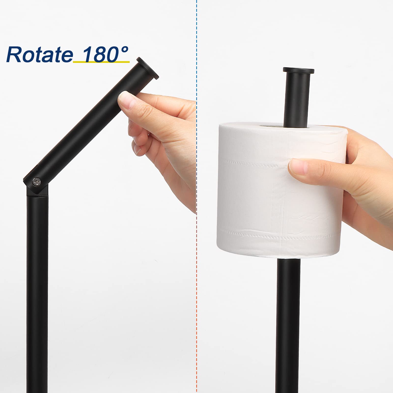 NearMoon Modern Bathroom Toilet Paper Holder Stand - Rustproof Stainless Steel Tissue Roll Holder with Balanced Base for Bathroom, Kitchen Countertop (Matte Black) - Perfect for Home, Office & RV Use