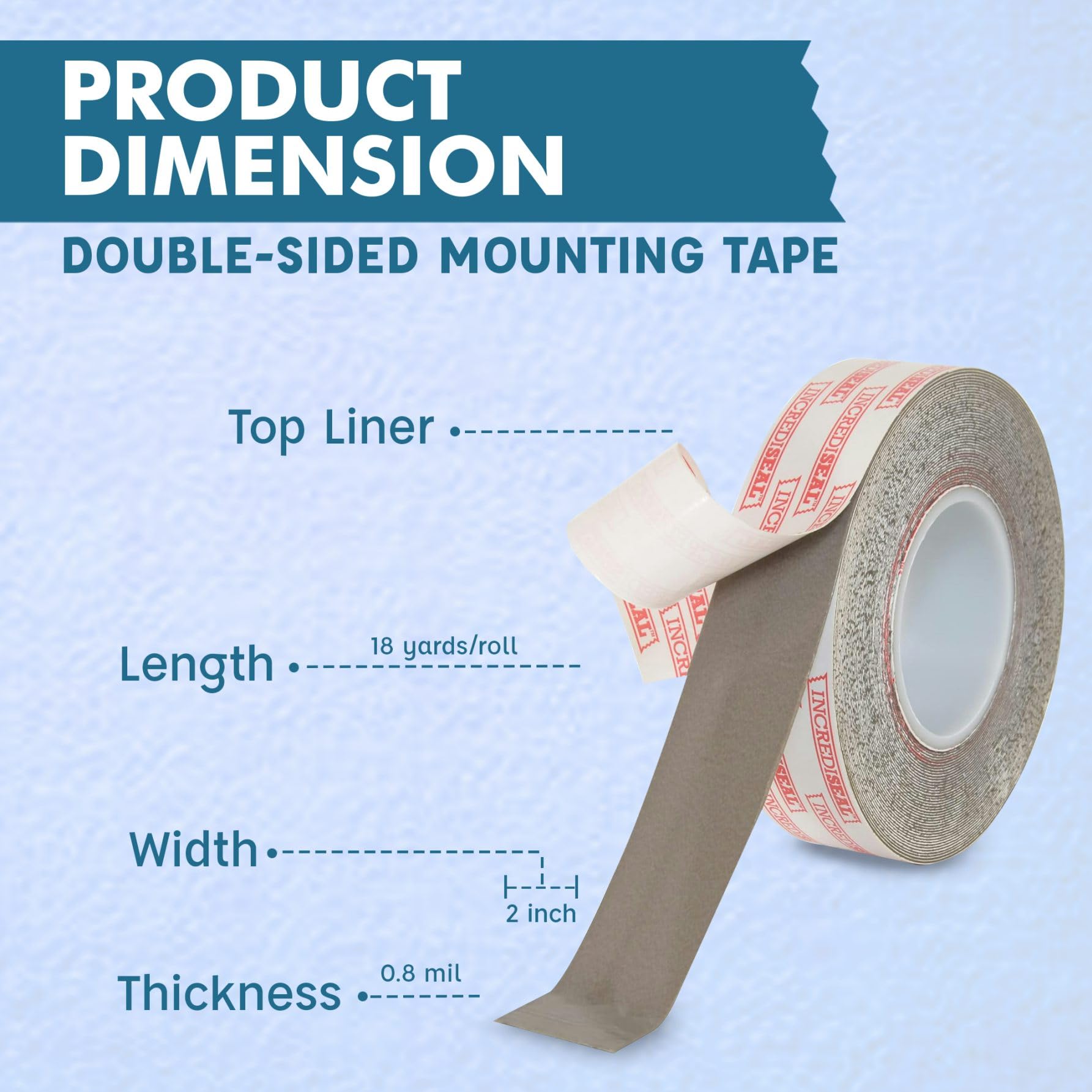 IncrediSeal Double-Sided Permanent Mounting Tape - Heavy Duty Adhesive for Rock, Concrete, Brick & Drywall - Strong Bond Replaces Rivets & Screws - Indoor/Outdoor Waterproof Tape - 2