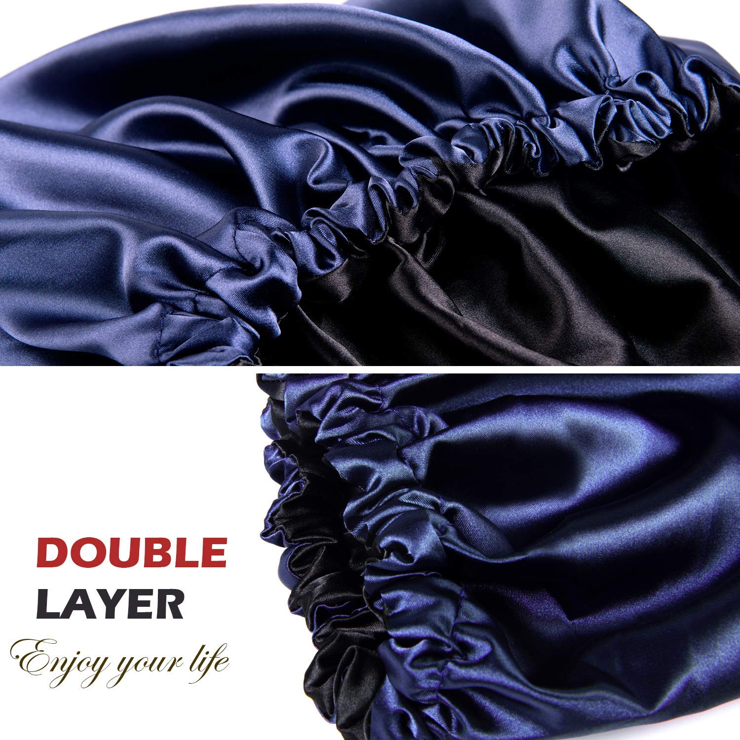 AP SALES Women's Handmade Reversible Luxury Satin Hair Bonnet - Soft Sleep Cap for Curly & Natural Hair - Nighttime Hair Protection (Blue) - Perfect for Bedtime, Travel & Salon Visits