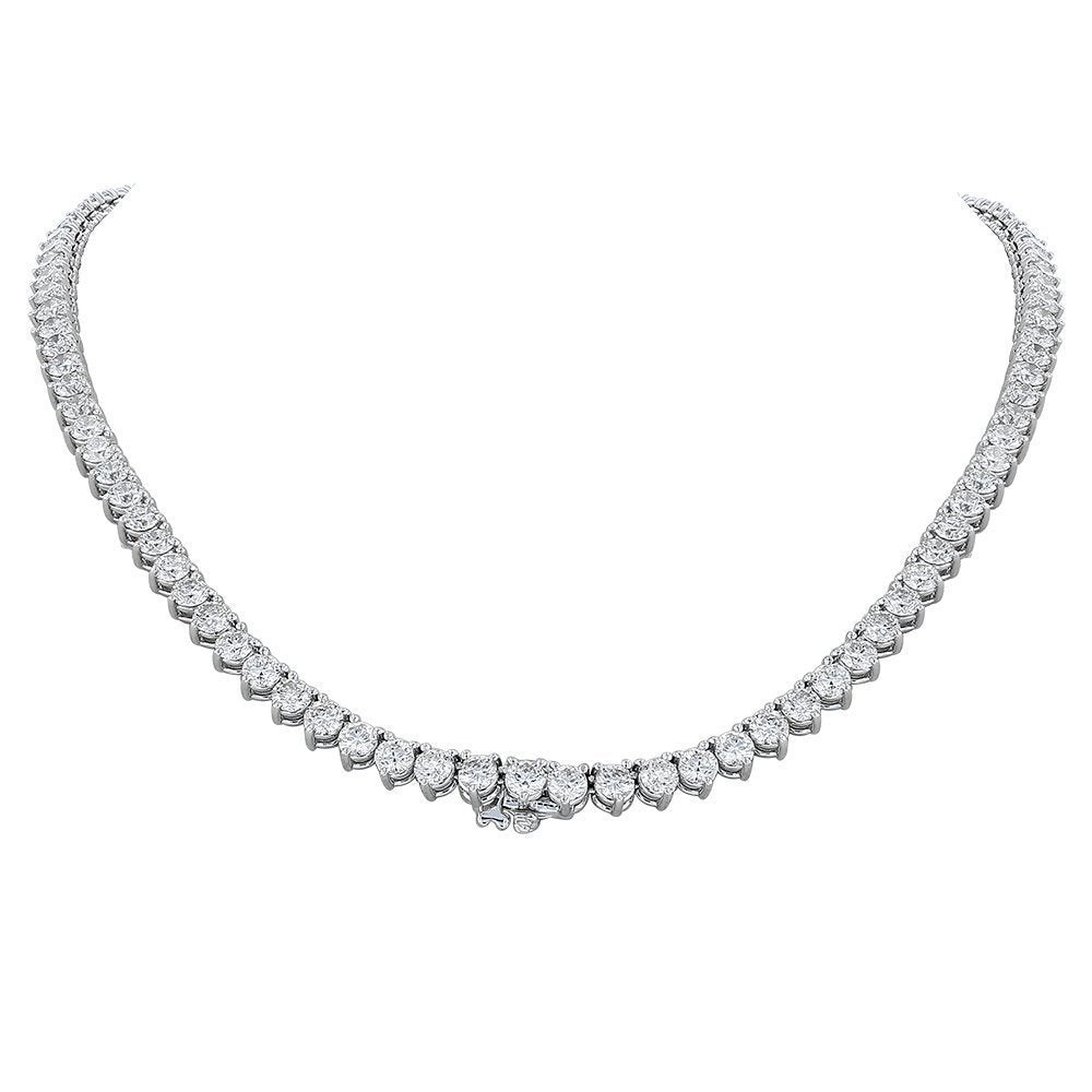18KT White Gold 21.75 CTW Diamond Tennis Necklace for Women | 3 Prong Setting | Elegant Jewelry for Weddings, Anniversaries & Special Occasions
