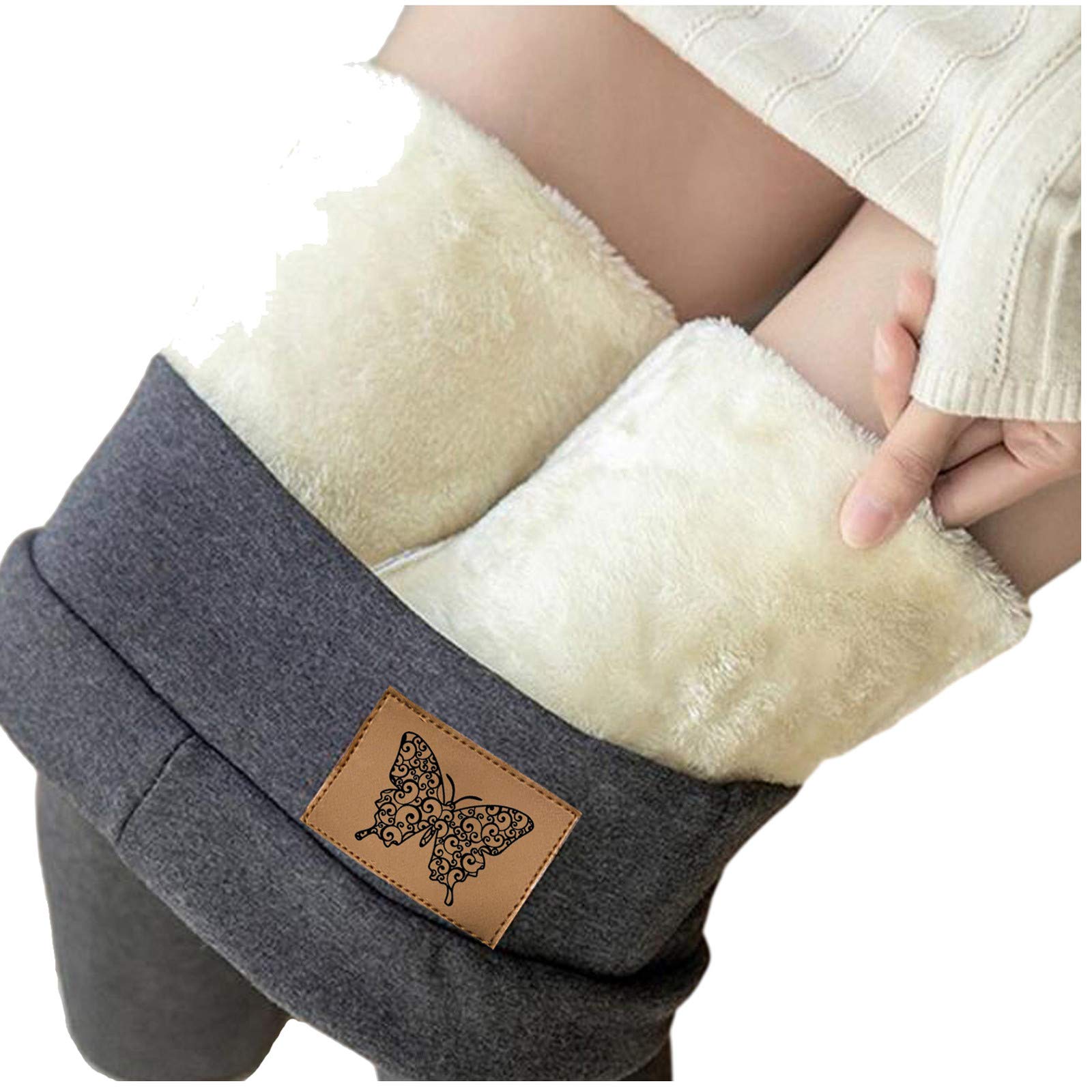 WOYAOFA Women's Fleece-Lined Winter Leggings - Premium Wool Thermal Tights for Cold Weather, High Waist Black Plus Size Warm Fuzzy Pants - Perfect for Outdoor Activities, Yoga & Lounge Wear