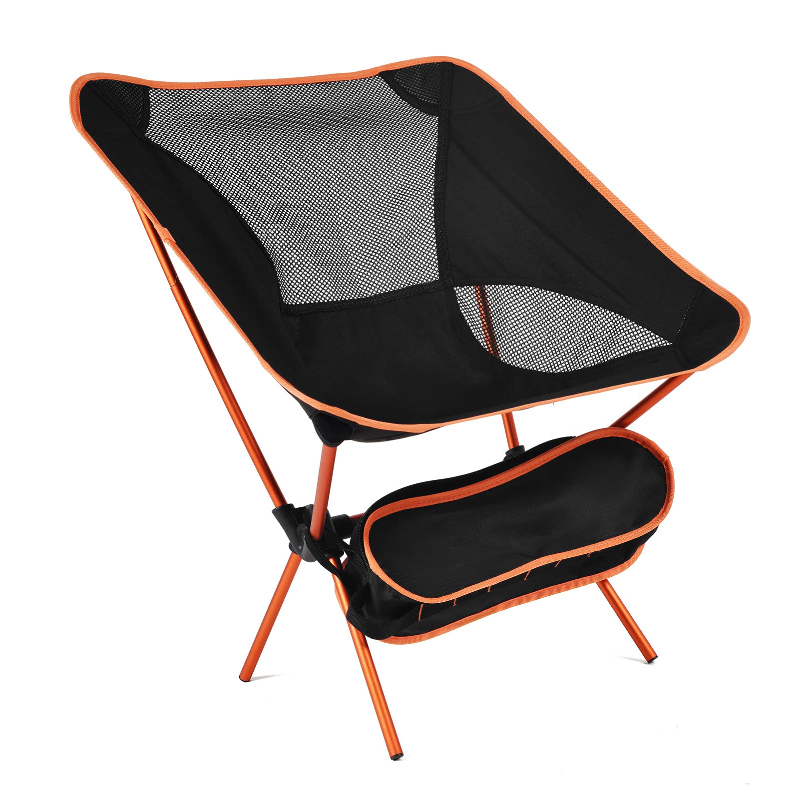 Ultralight Folding Camping Chair - Portable Outdoor Chair for Fishing, BBQ, Hiking & Picnic - Compact Travel Beach Seat with Carry Bag - Perfect for Backyard, Beach, Camping & Outdoor Adventures (Orange)