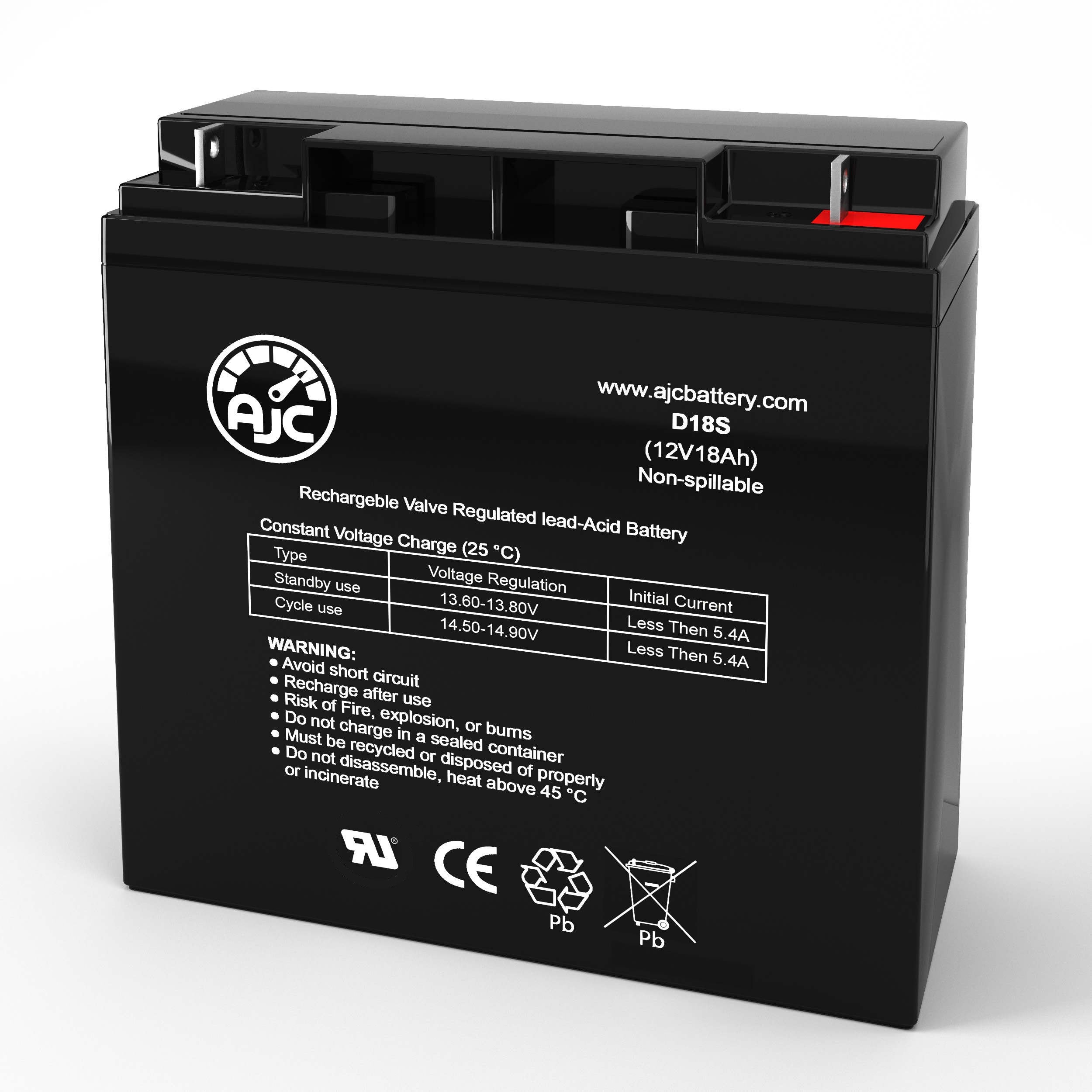 AJC 12V 18Ah Replacement Battery Compatible with ADT 420615 - Perfect for Home Security Systems & Alarm Panels
