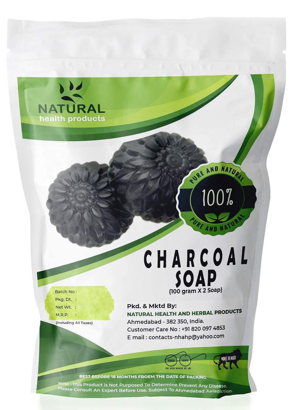 Natural Activated Charcoal Deodorant Soap for Deep Cleansing – Oil-Free & Anti-Pollution Body Wash for All Skin Types (Men & Women) | Handmade Organic Bath Soap for Acne, Detox & Sensitive Skin Care – 100g (Pack of 2) – Perfect for Gym, Travel & Daily Purifying Routine