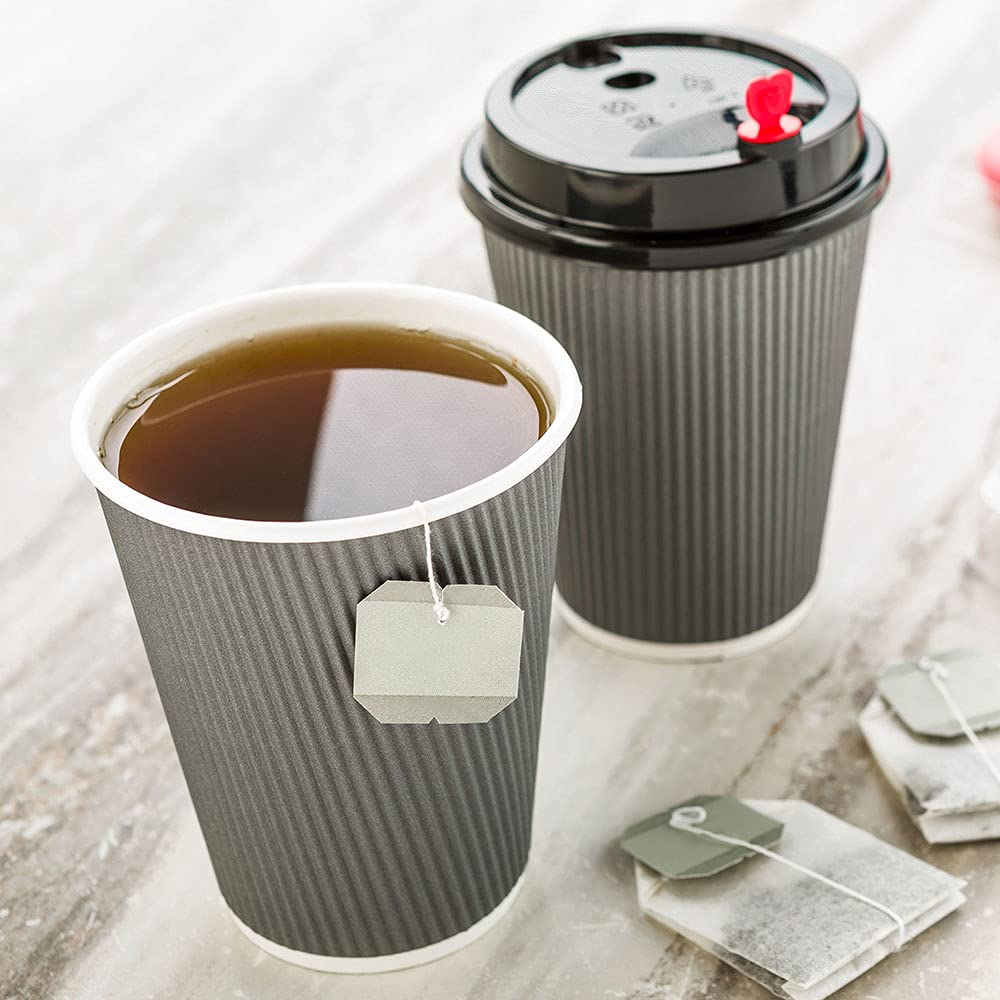 12oz Disposable Coffee Cups - 25 Pack Insulated Ripple Wall Paper Cups with Rolled Rim for Hot Coffee, Tea & Beverages | Perfect for Cafes, Offices, Events & Takeout | Lids Sold Separately (Gray)