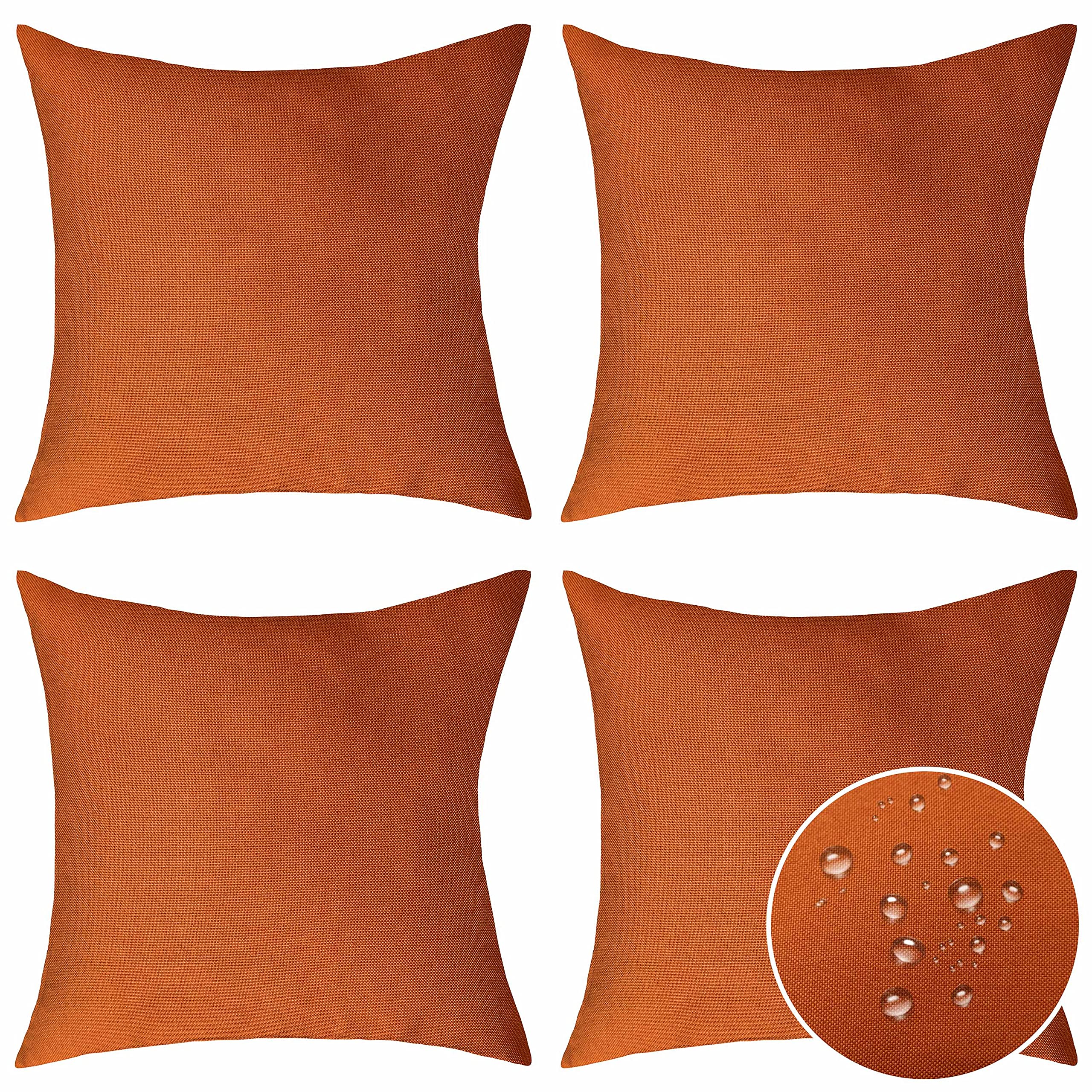Premium 16x16 Inch Burnt Orange Pillow Covers Set of 4 - Soft Outdoor Throw Pillow Covers for Patio, Porch & Couch Decor - 40cm Square Decorative Pillow Cases (Home & Garden Accessories)