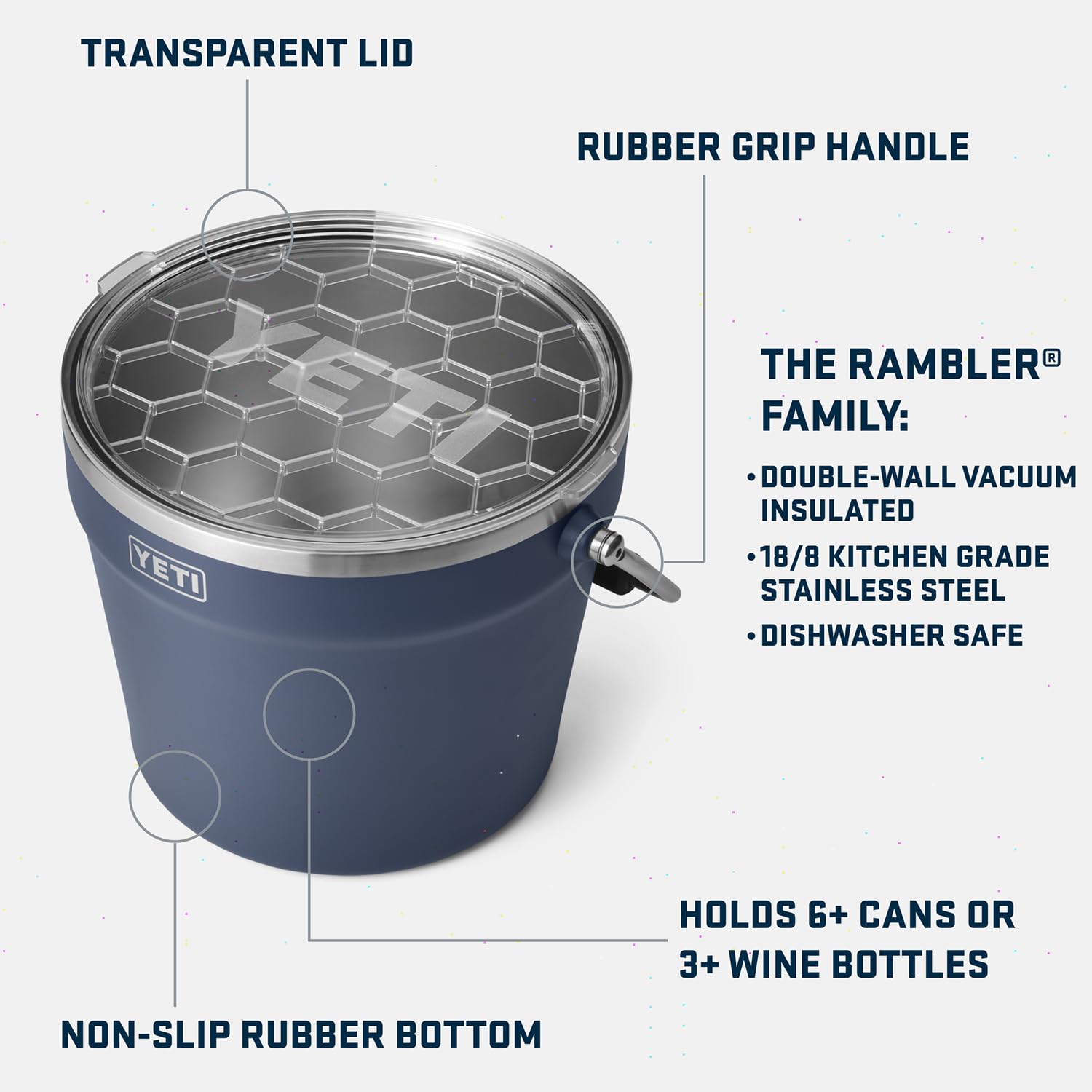 YETI Insulated Beverage & Ice Bucket - Holds 6 Beer Bottles or 3 Wine Bottles - Perfect for Outdoor Parties, Beach Trips & Backyard BBQs